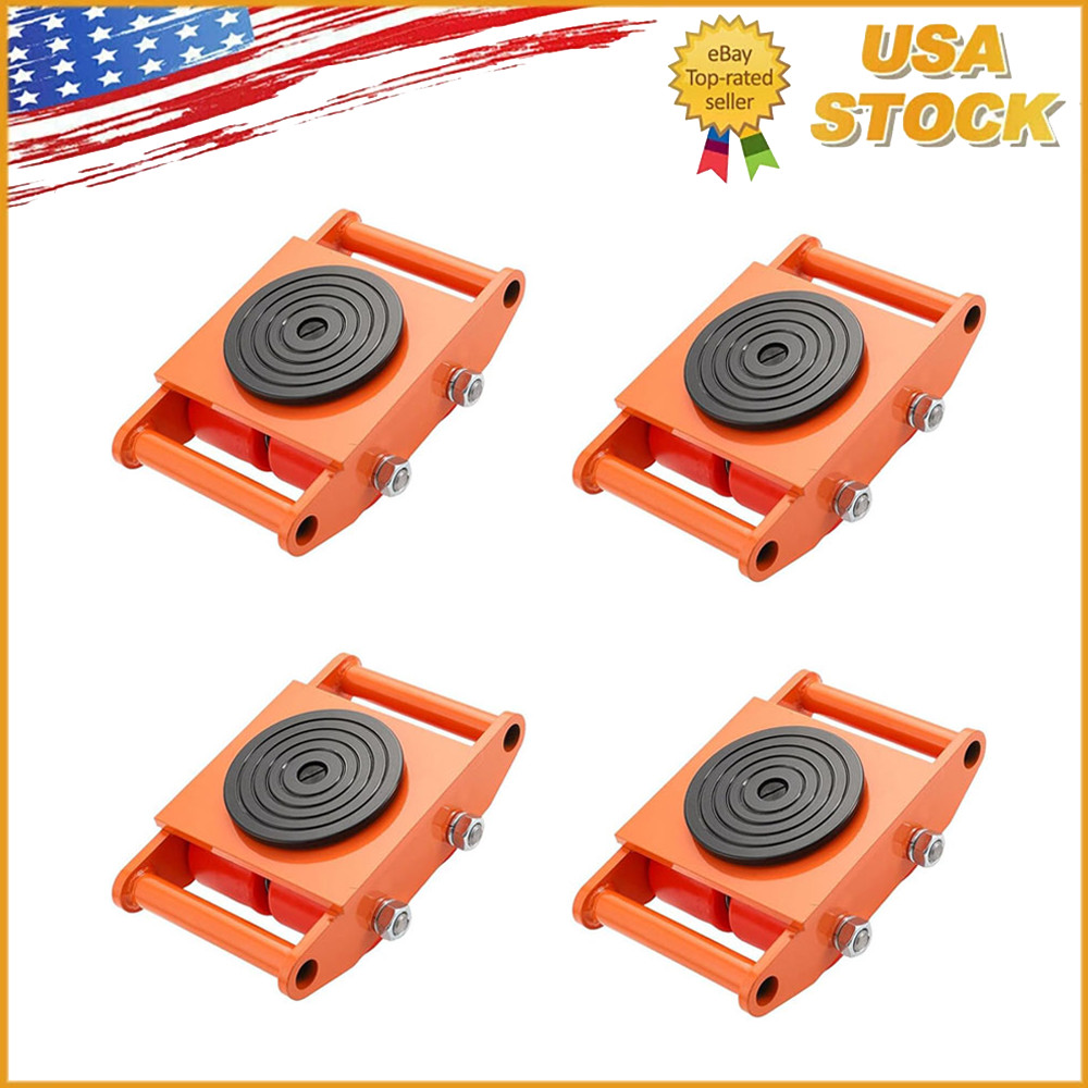 4PCS 17637LBS/8T Machinery Movers Skate Dolly Heavy Duty 360° Rotation Rollers