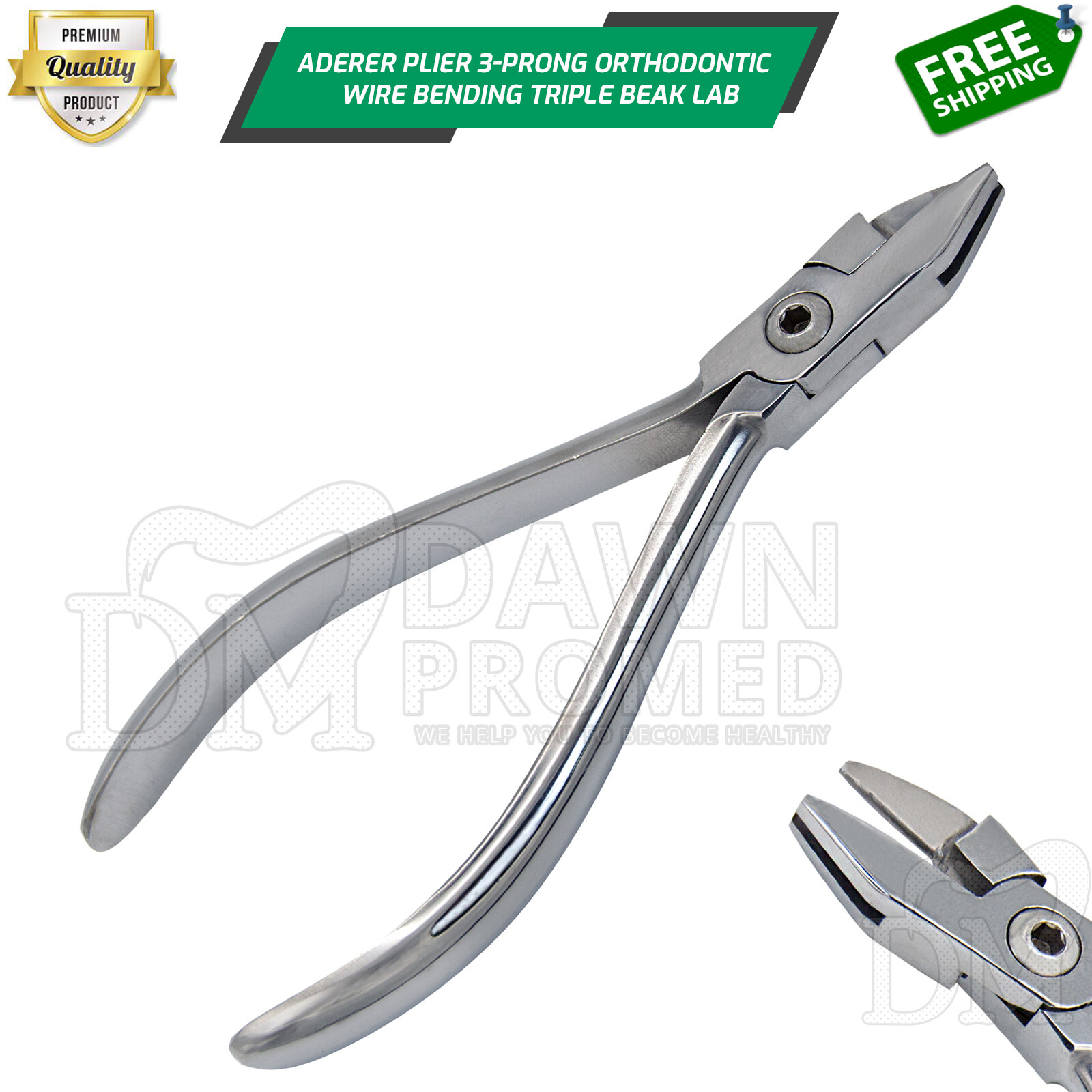 Dental Aderer Plier Three Prong Orthodontic Wire Bending Triple Beak Lab