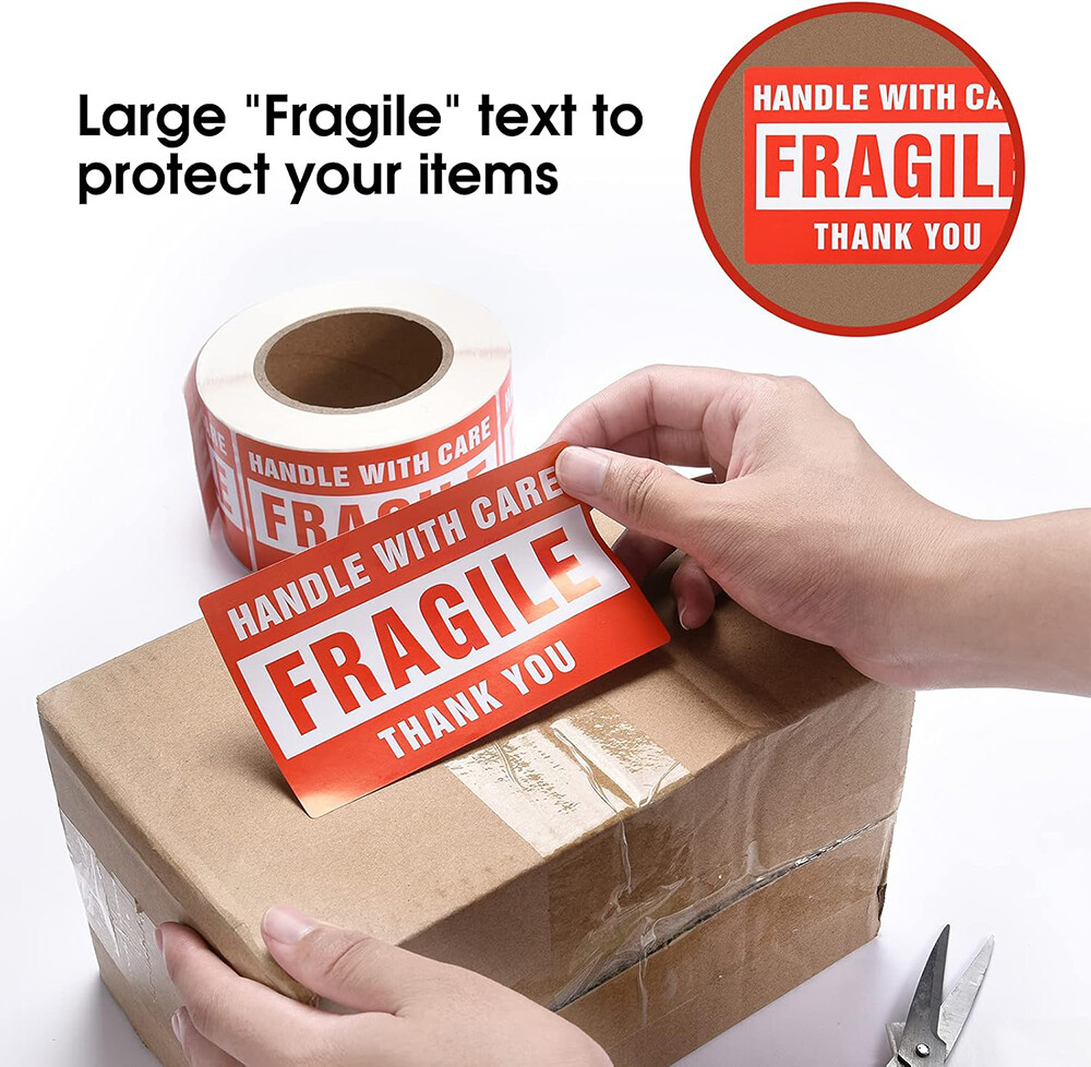 3″ x 5″ Fragile Stickers Fragile Labels Handle with Care Self Adhesive 500/Roll