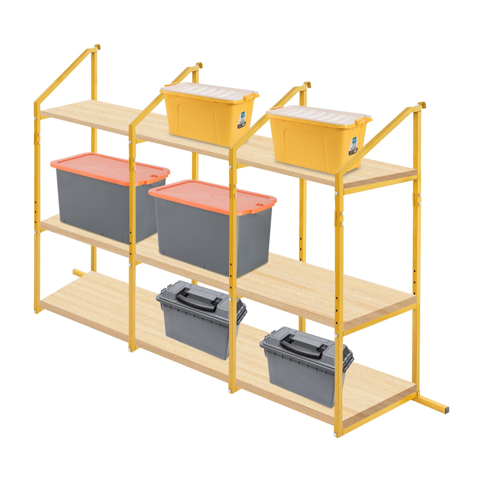 4 Pack Cargo Shipping Container Shelving Shelf Bracket 19″x52″ Universal Yellow