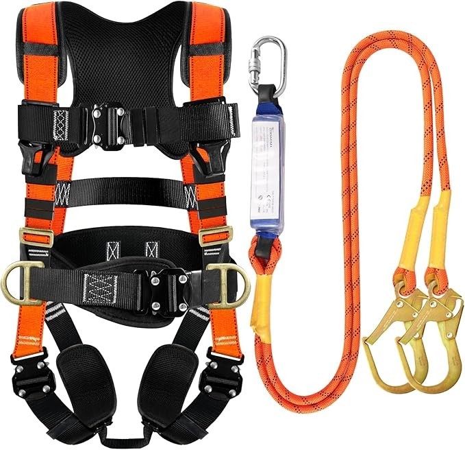 Safety Harness Fall Protection – Roofing Harness Kit Men Full Body Construction