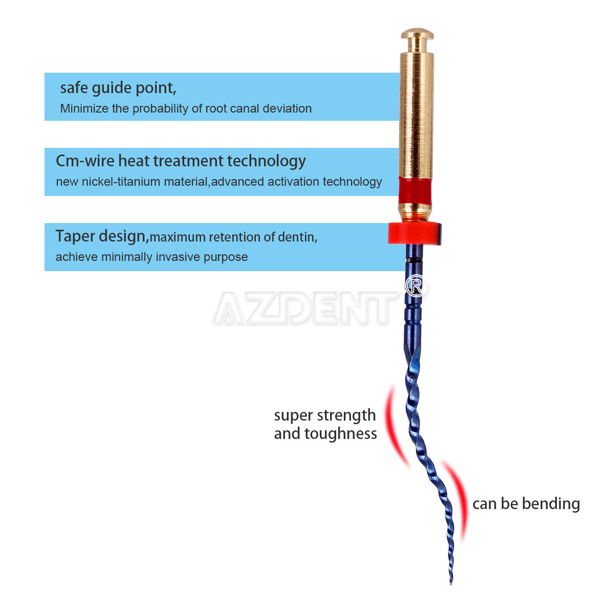 AZDENT Dental Endodontic Endo Rotary Files Heat Activated Niti Engine Use 25mm