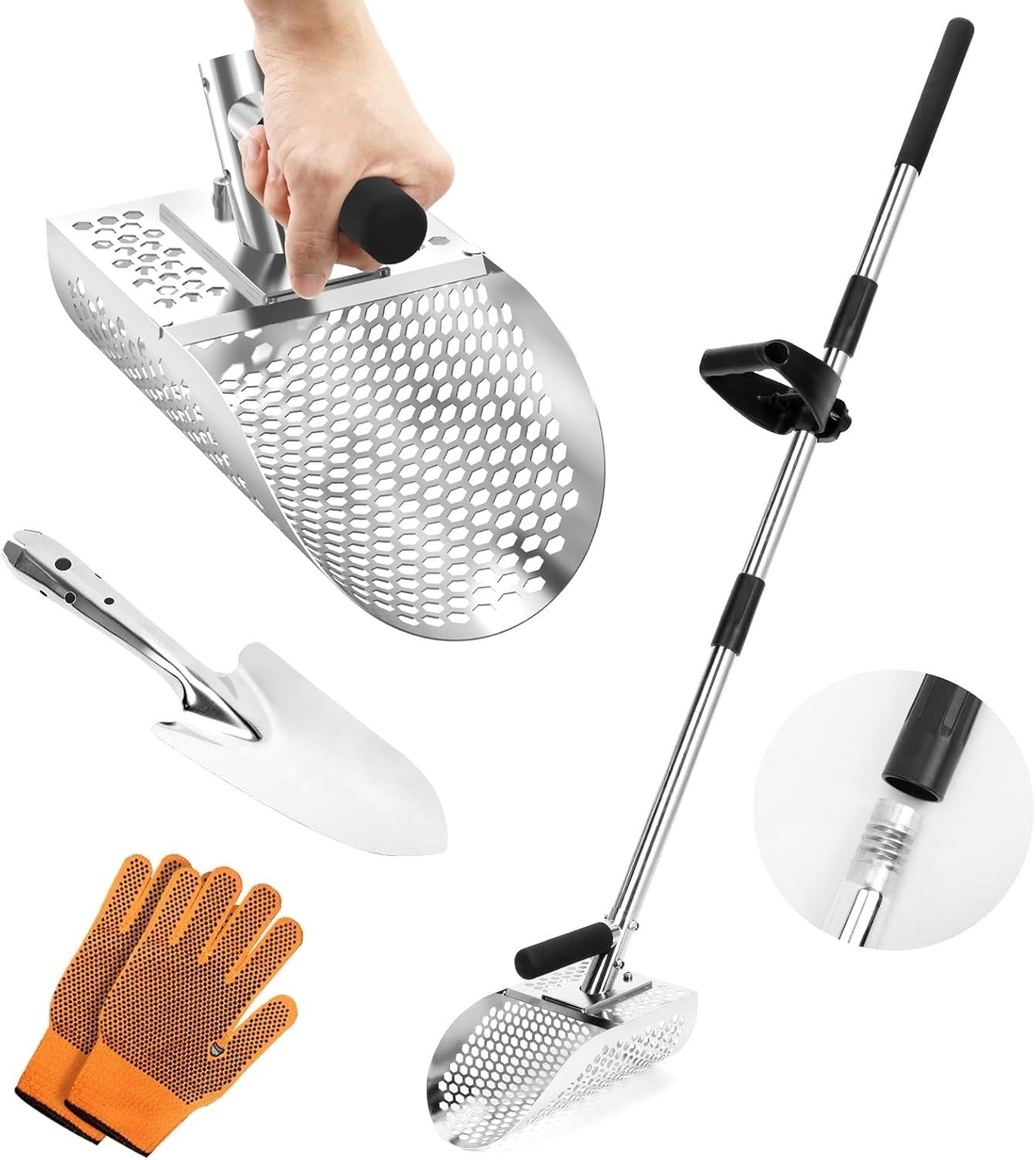 Long Handle Sand Scoop with Shovel for Metal Detecting, Metal Detector at Beach
