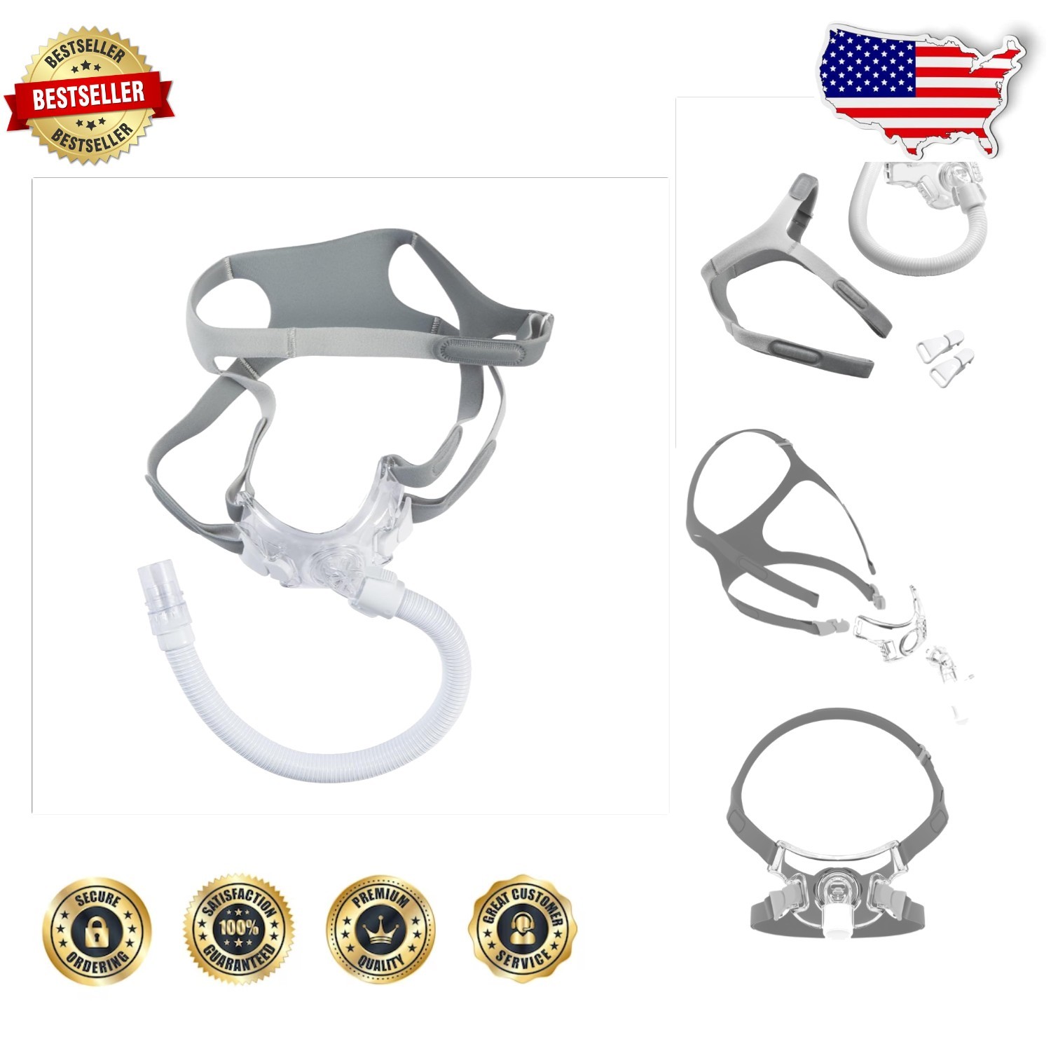 Amara View Replacement Assembly Kit – Roya Medical Frame, Hose, Headband, Clips