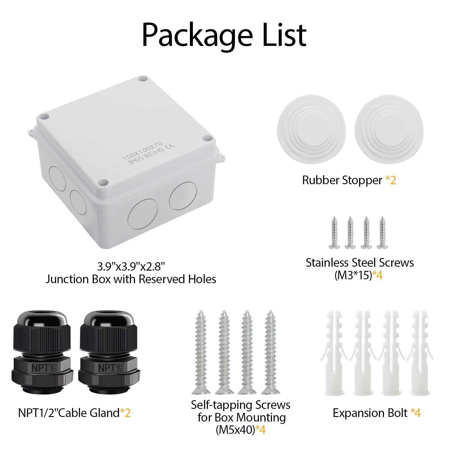 Water Resistant Dustproof ABS Plastic Junction Box Electrical Enclosure White