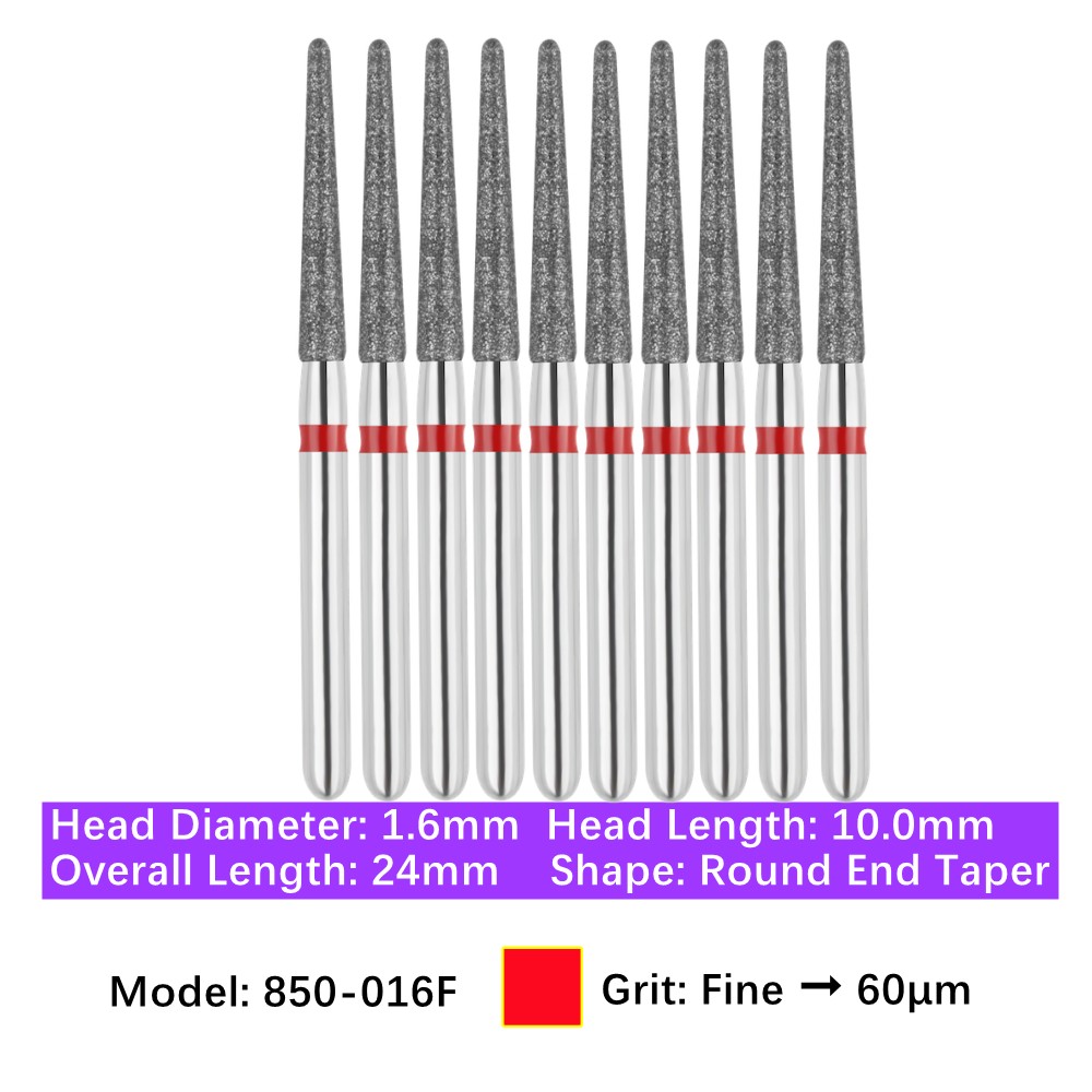 10/pk Vakker Dental Round End Taper FG Diamond Burs 850-016F Fine Grit