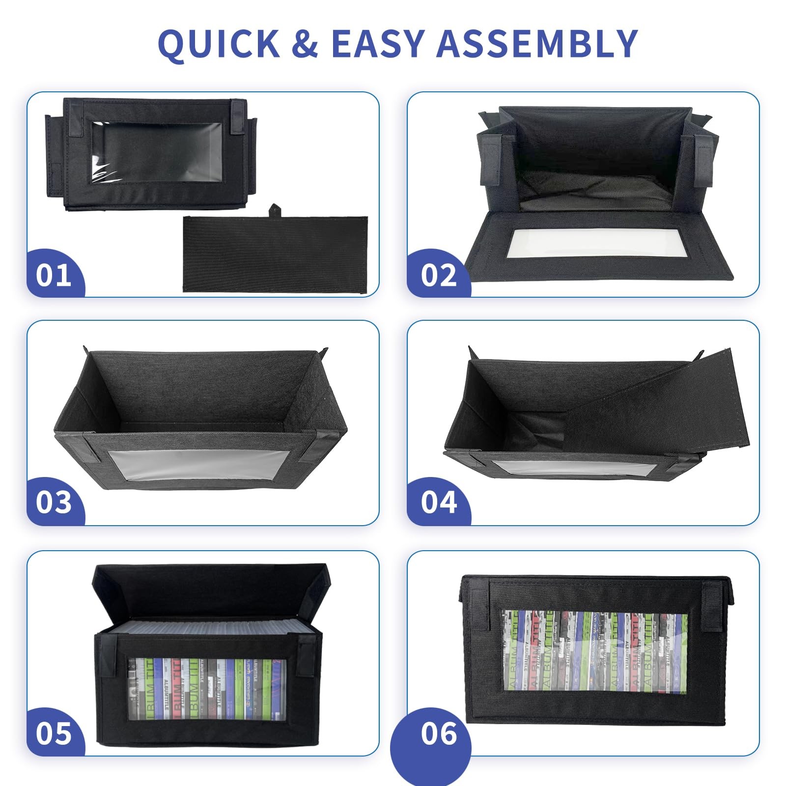 4 Pack DVD Storage Box with Lid, Stackable DVD Organizer Bin with Clear Windo…