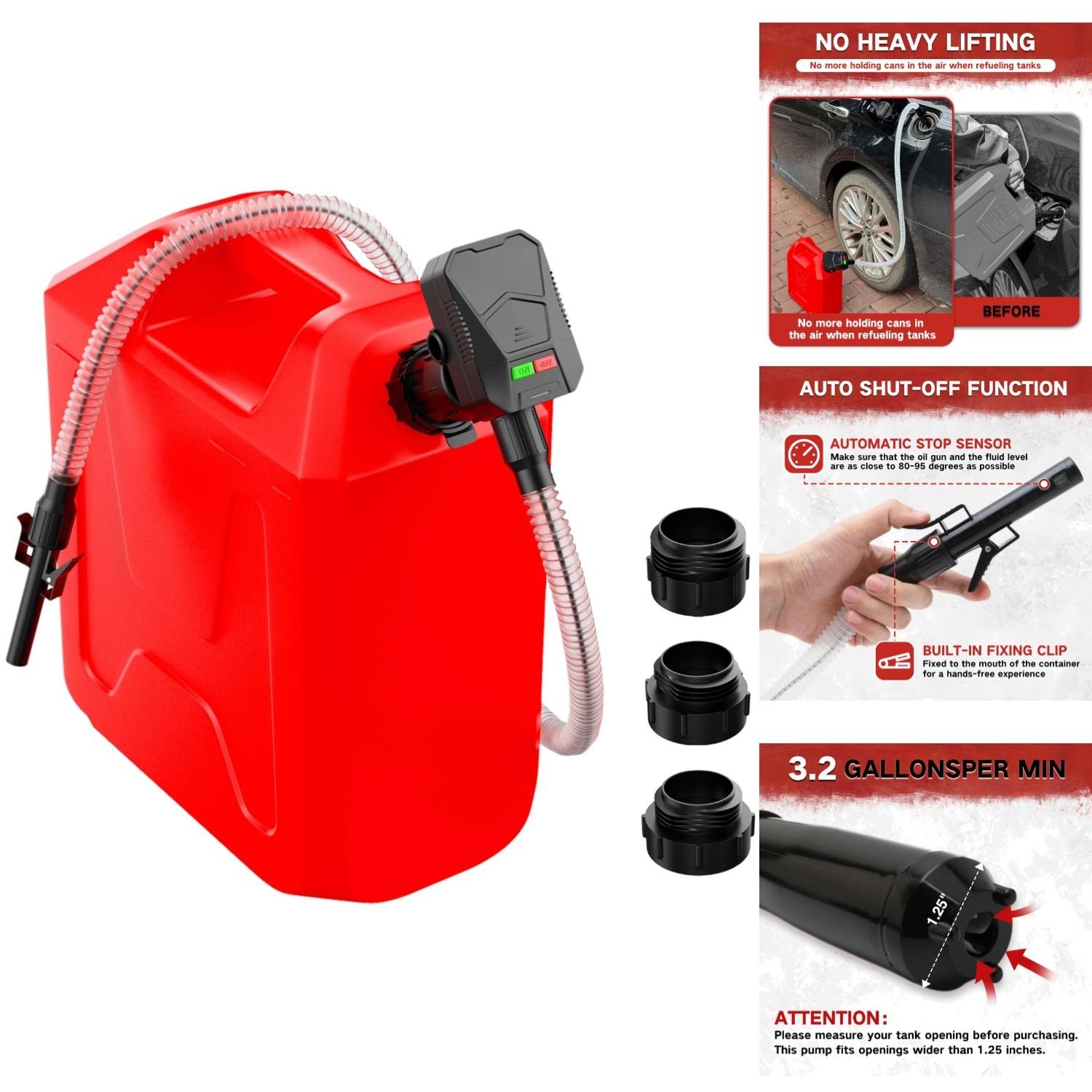 2026 Battery Operated Gas Pump 3.2 GPM Auto-Stop Fuel Transfer Kit