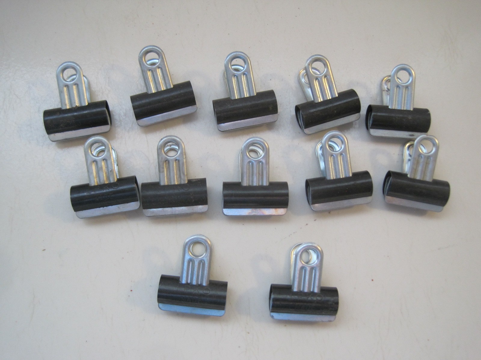 Lot of 12 Vintage 1⅛” PKO # 1 Binder Paper Clips Black & Silver Made in USA