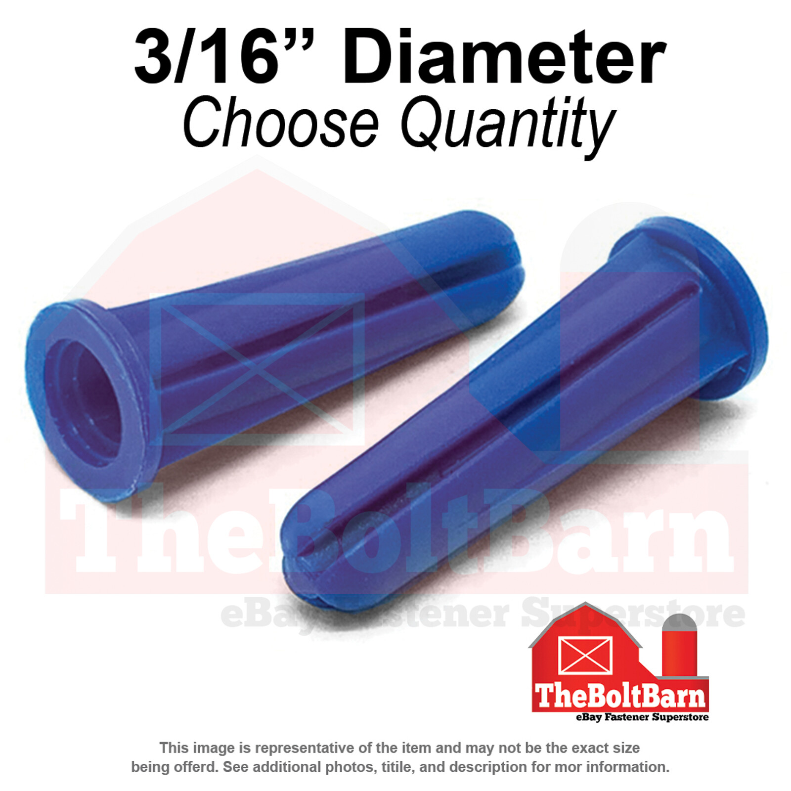 3/16″ Conical Plastic Drywall Anchor Blue Fits Screws #4 #6 #8 (Choose Quantity)