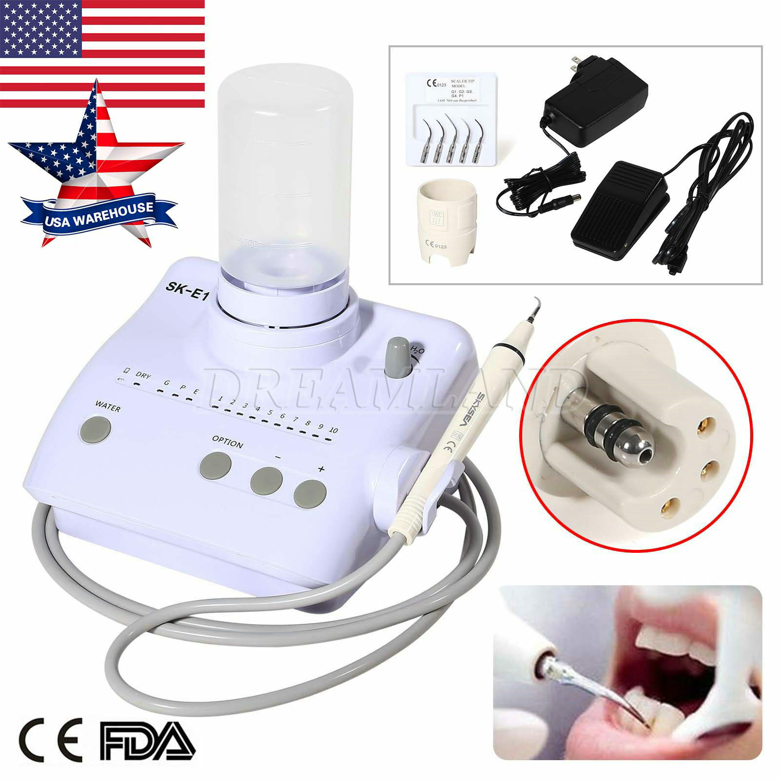 Ultrasonic Piezo Scaler Handpiece LED Fit Woodpecker/EMS/SATELEC USA Dental USA