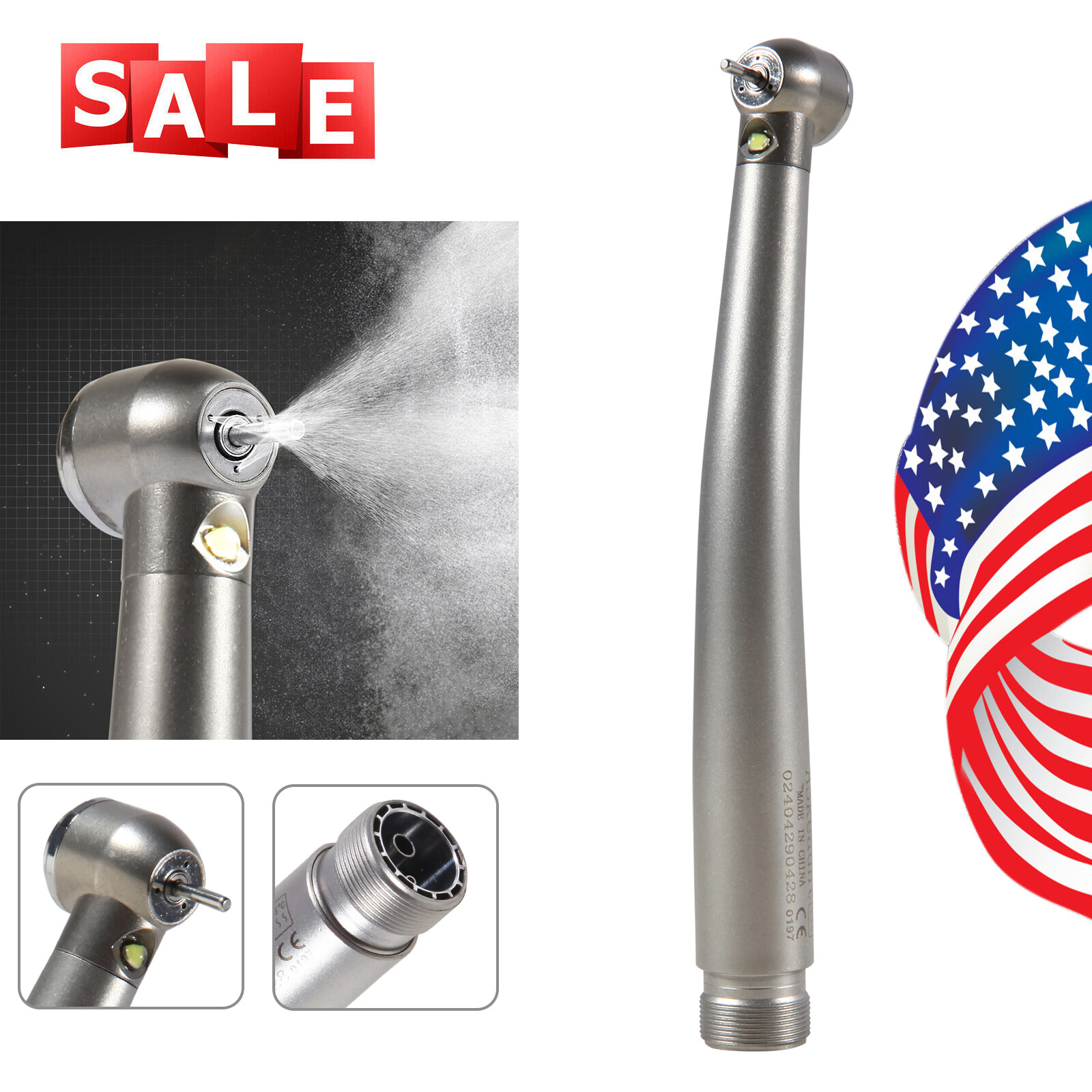Askeadnt E-Type Dental High Speed LED Handpiece Standard Head Push 2Hole CE