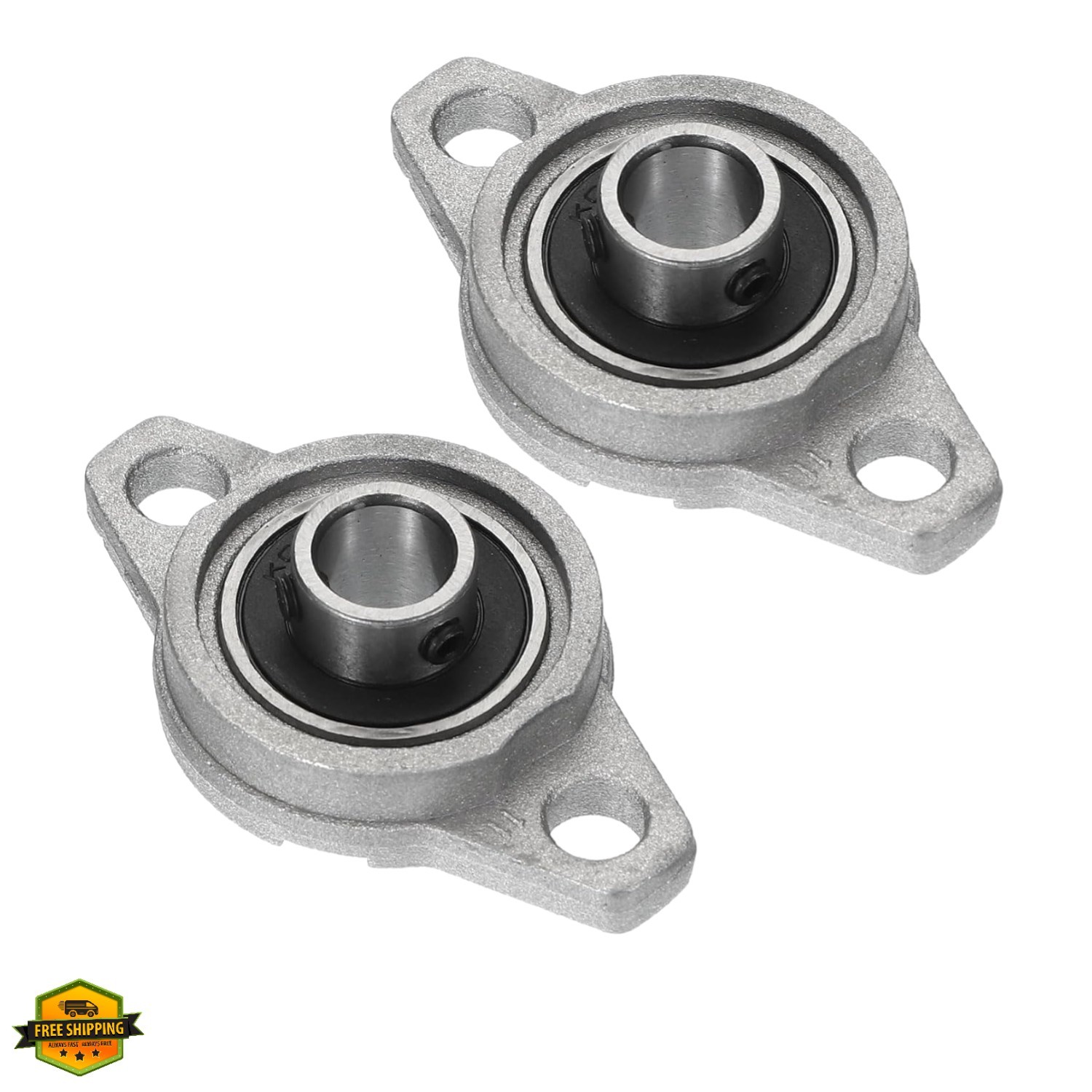Pillow Block Bearing 3/8″ / 10mm Bore, 2 Pcs Zinc Alloy Steel Mounted Flange …