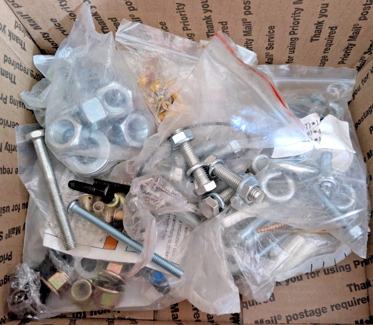 18 LB Bulk Mixed Fastener Lot Hardware New Old Stock Nuts Eye Machine Bolts