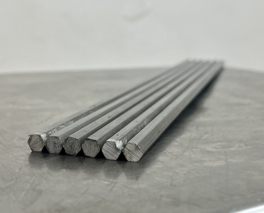 12L14 Carbon Steel Hex Bar – 1/4″ x 12″ – CNC Lathe Machinable Stock (6 Pack)