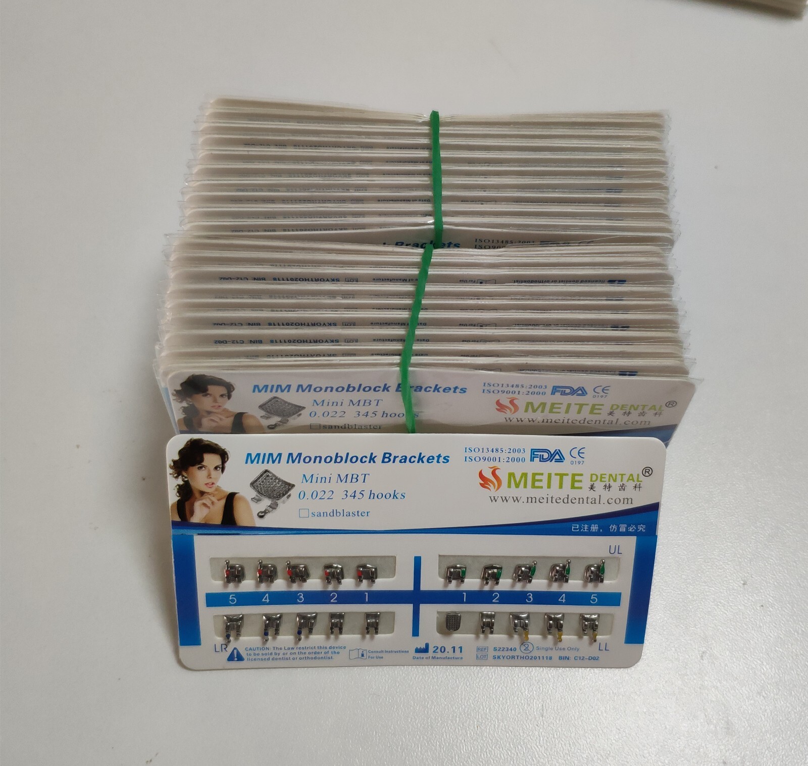 50 Sets Dental Orthodontics MIM Monoblock Metal Brackets Mini MBT 022 345 hooks
