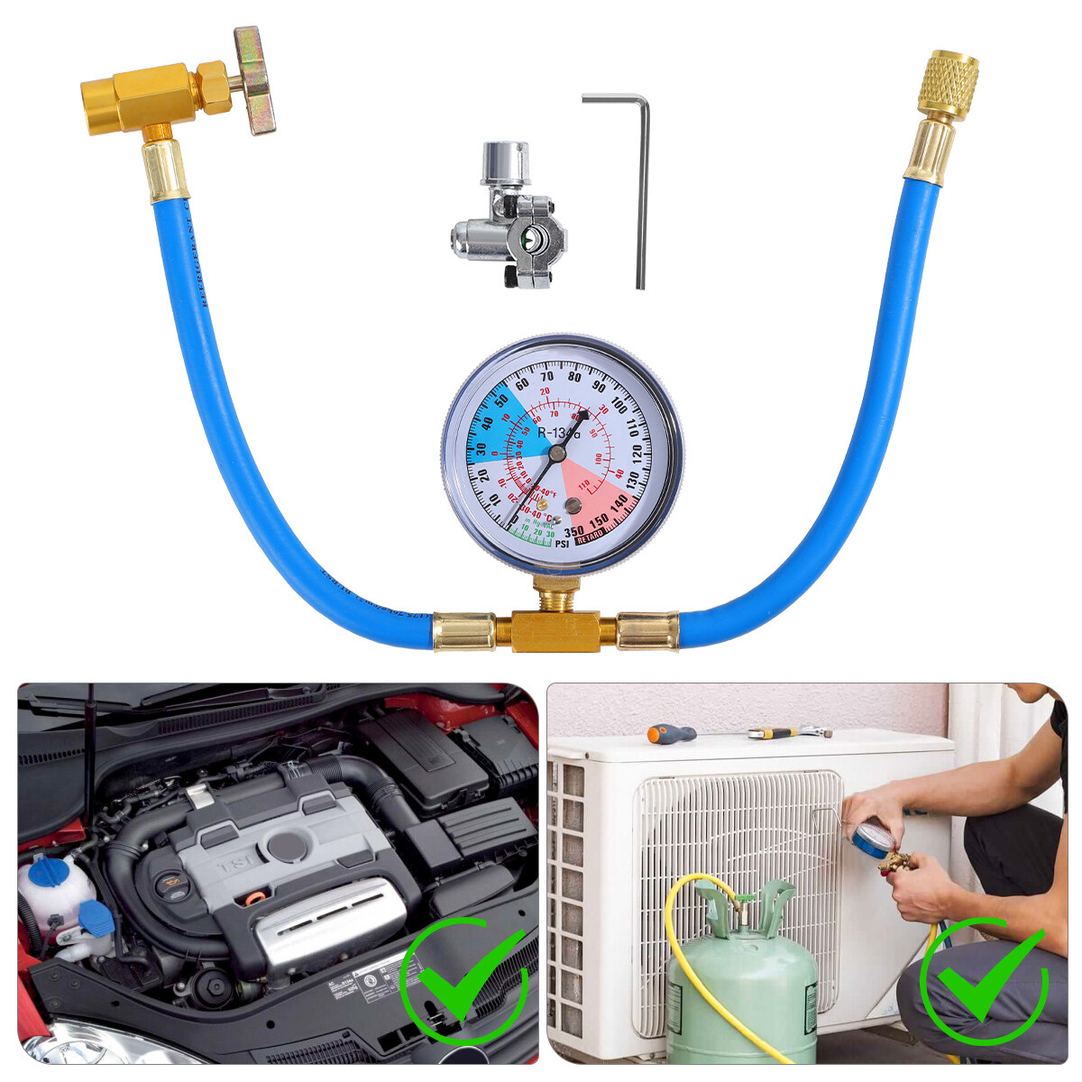 BPV31 Bullet Piercing Tap Valve Kits w/ Pressure Gauge Home Refrigerator Freezer