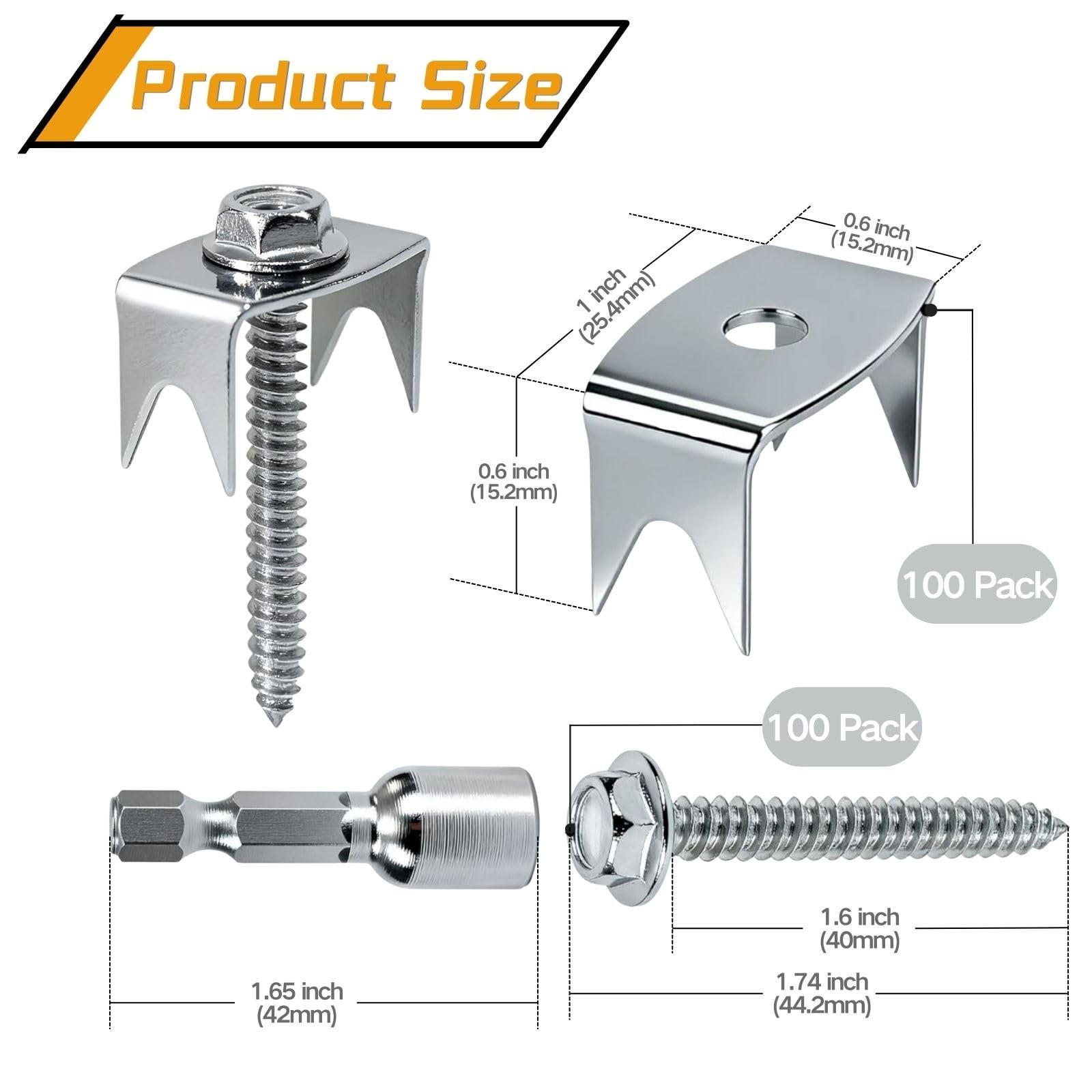 100 Pcs Fence Staples for Wire Fencing, 1.6 Inch Galvanized Steel Fasteners w…
