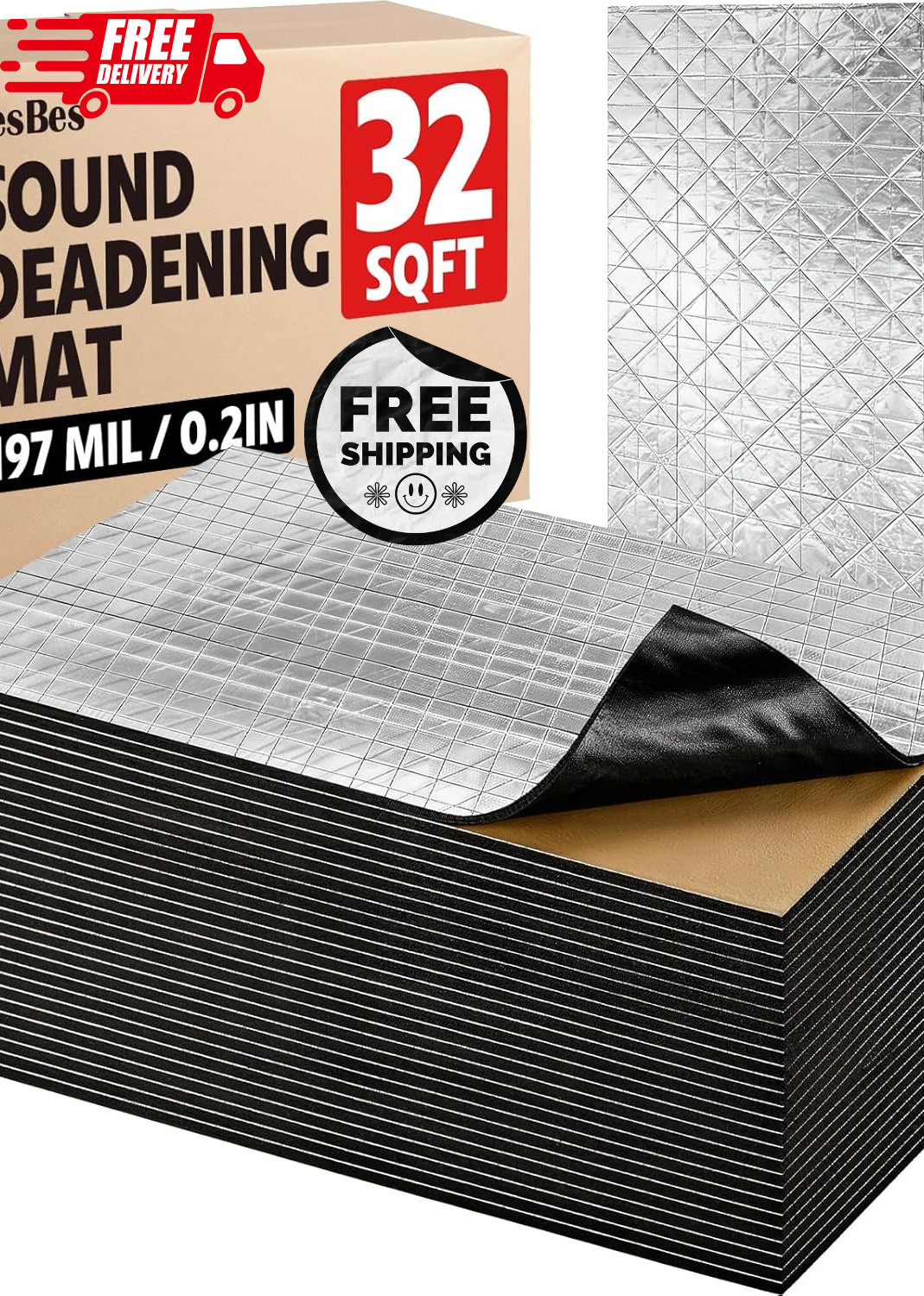 KILMAT 80 mil 32 sqft Car Sound Deadening Mat Butyl Automotive Sound Deadener Au
