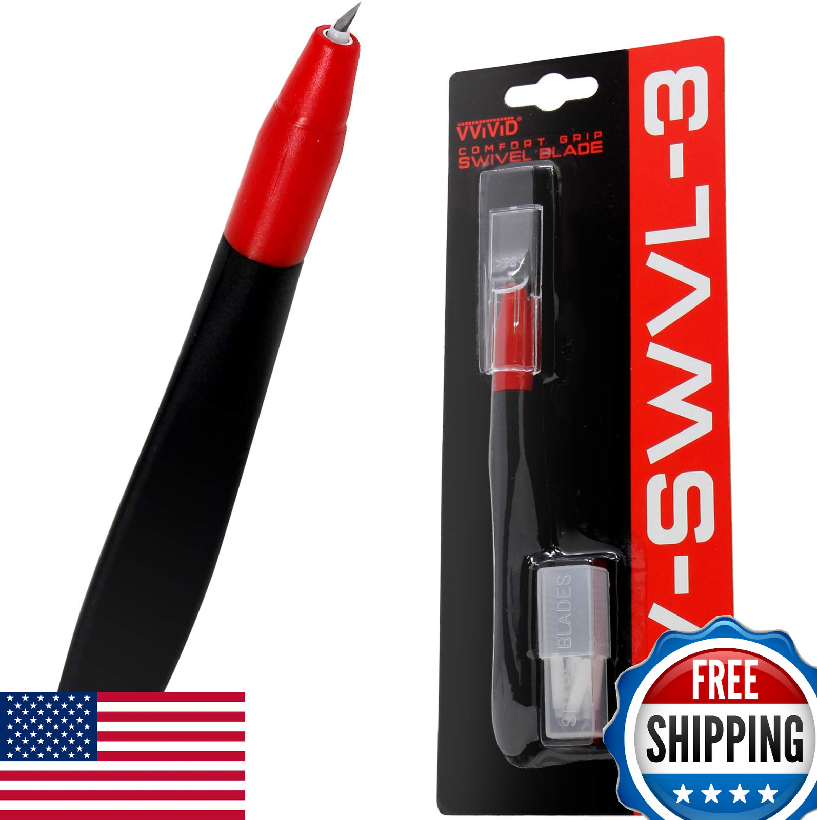 VViViD 360° Comfort Grip Swivel Craft Cutting Knife for Precision Cuts