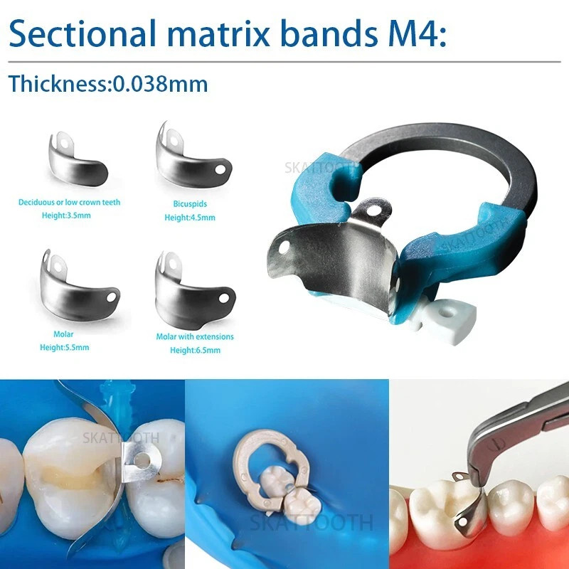 Dental Matrix Bands Ring Sectional Matrice Clamp Wedges Fit Palodent V3 System