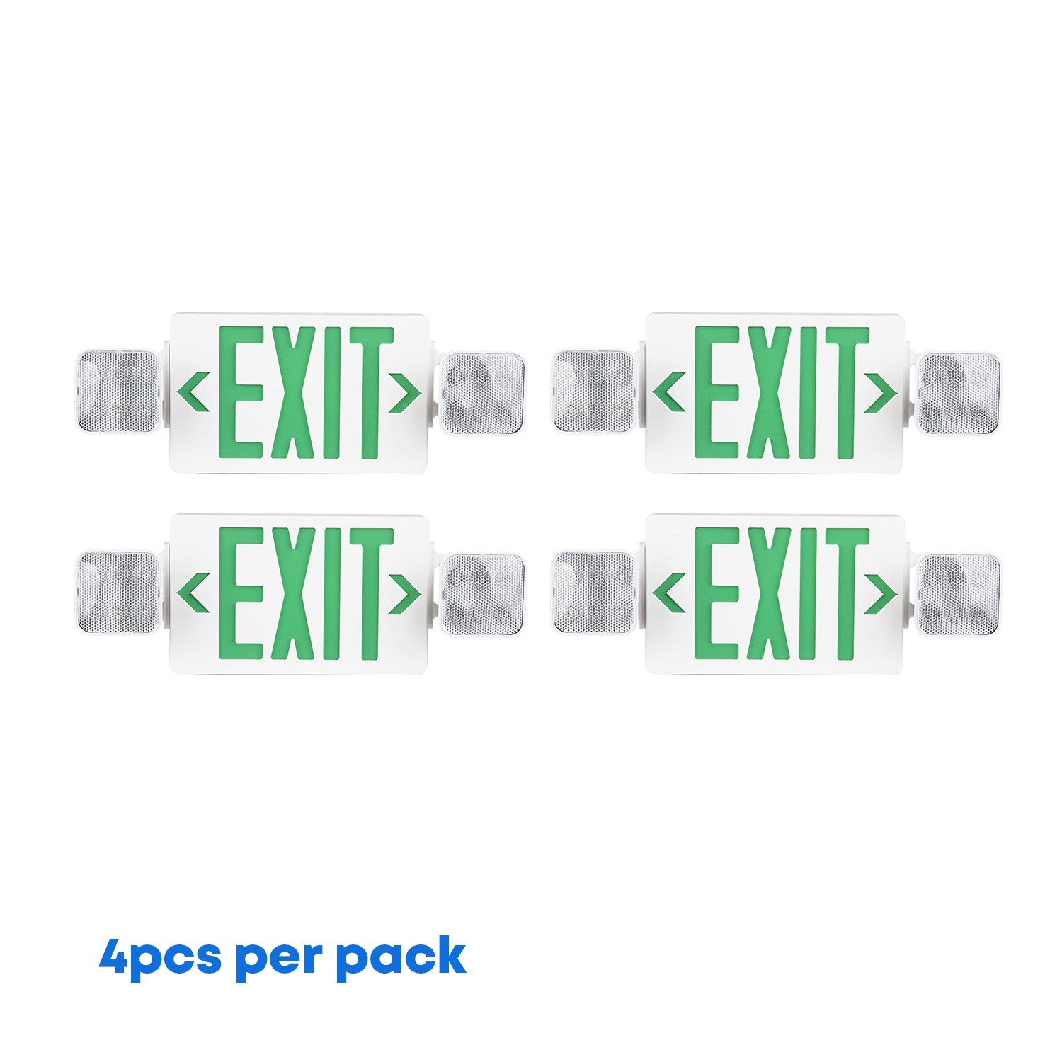 Green LED Exit Sign Light Emergency Battery Pack Combo UL-94V-0 (4Pcs/Pack)