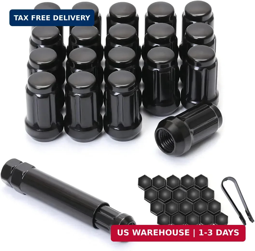 Acorn M12x1.5 Black Spline Lug Nuts – Set of 20, 1.38″ Long, Fit for Honda Accor