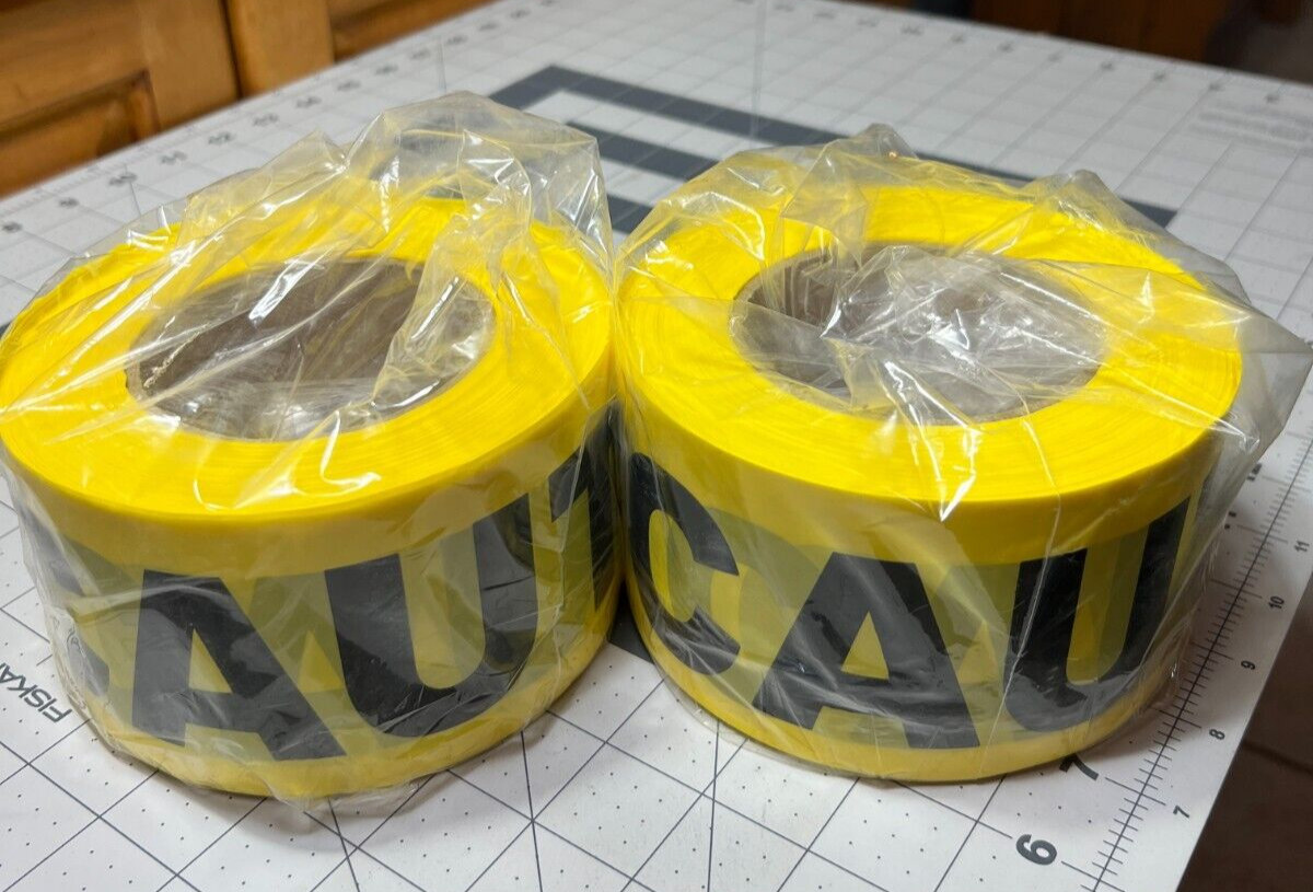 (Lot of 2) C.H. Hanson 3″ x 500ft CAUTION Barrier Tape CT25M3500