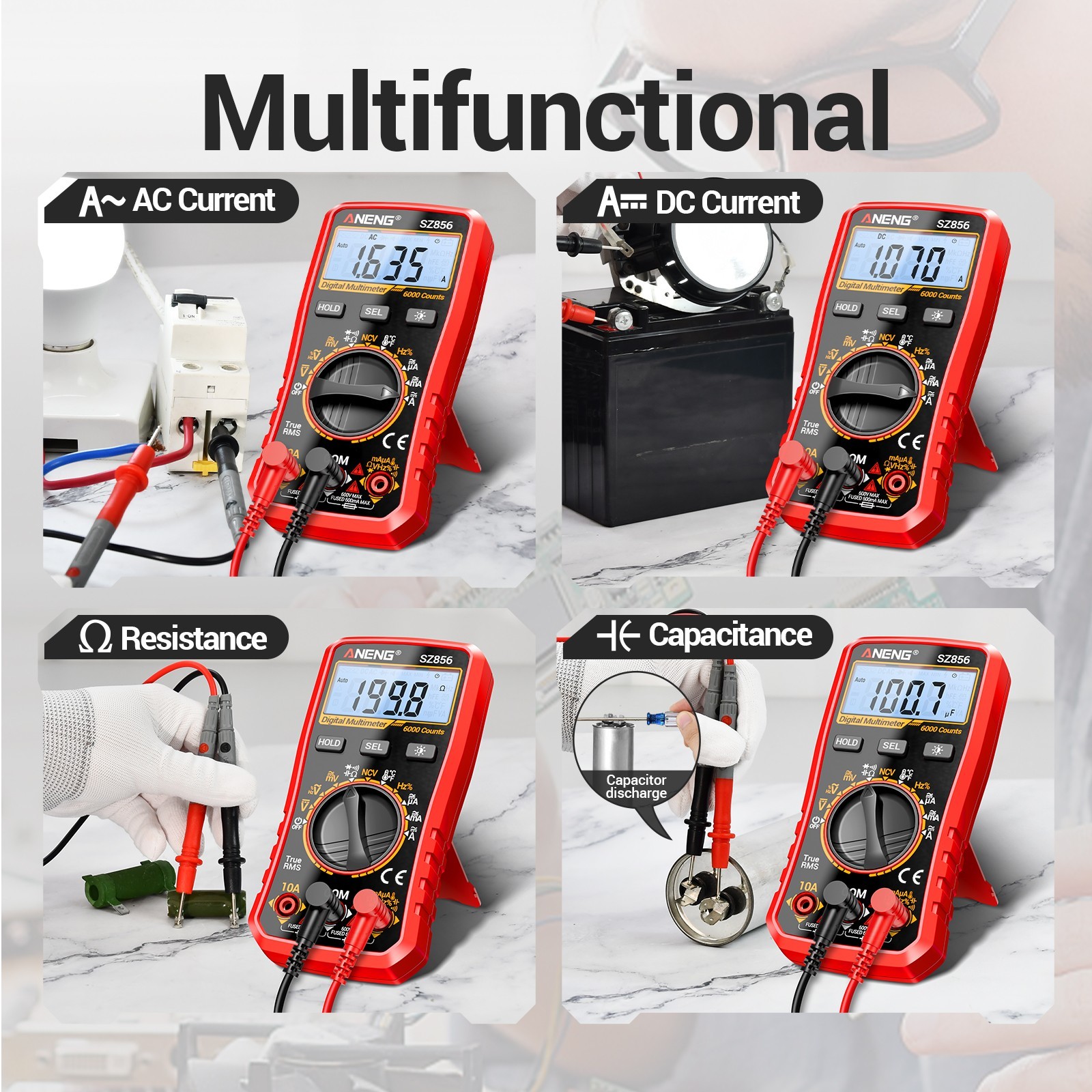 ANENG True RMS Digital Multimeter Auto Range 6000 Counts AC DC Electric Tester