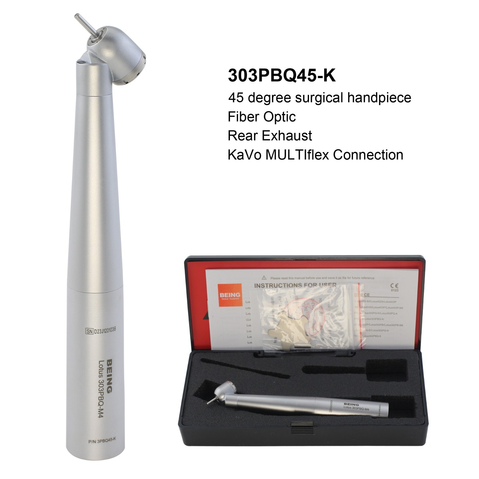BEING Dental 45 Degree Angle Surgical Handpiece KaVo NSK Coupler 4 Holes 6 Pins