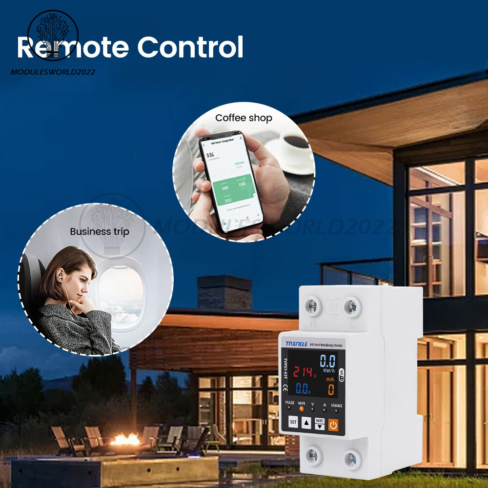 Tuya WIFI Smart Power Protector Overvoltage Leakage Protection Energy Meter