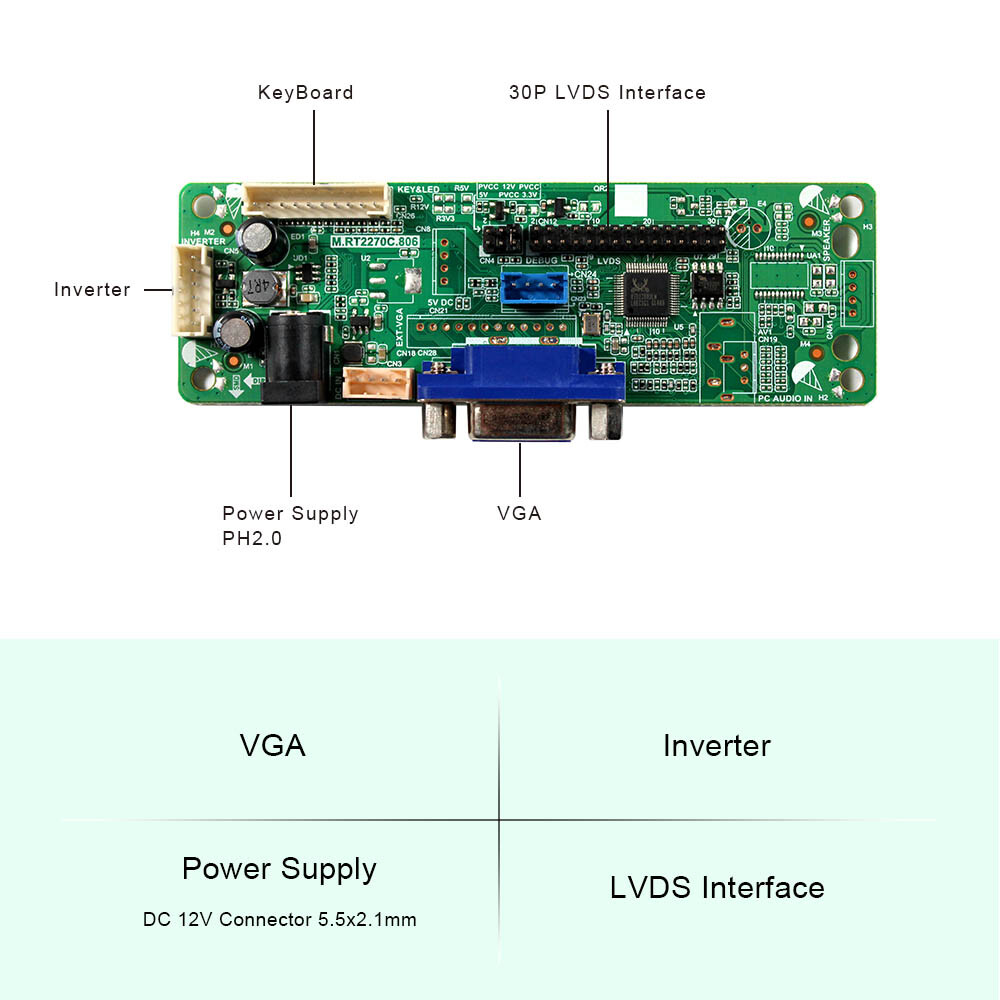 VGA LCD Controller Board Work For 12.1″ LQ121S1LG75 800×600 LCD Screen