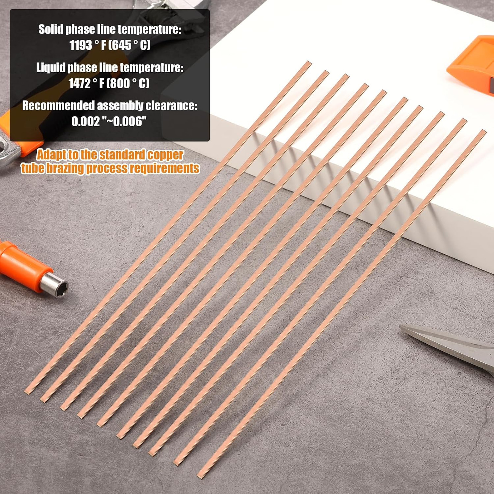 50 Pcs Silver Brazing Rods BCuP-5 Phosphor Copper Welding Stick Flat Brazing