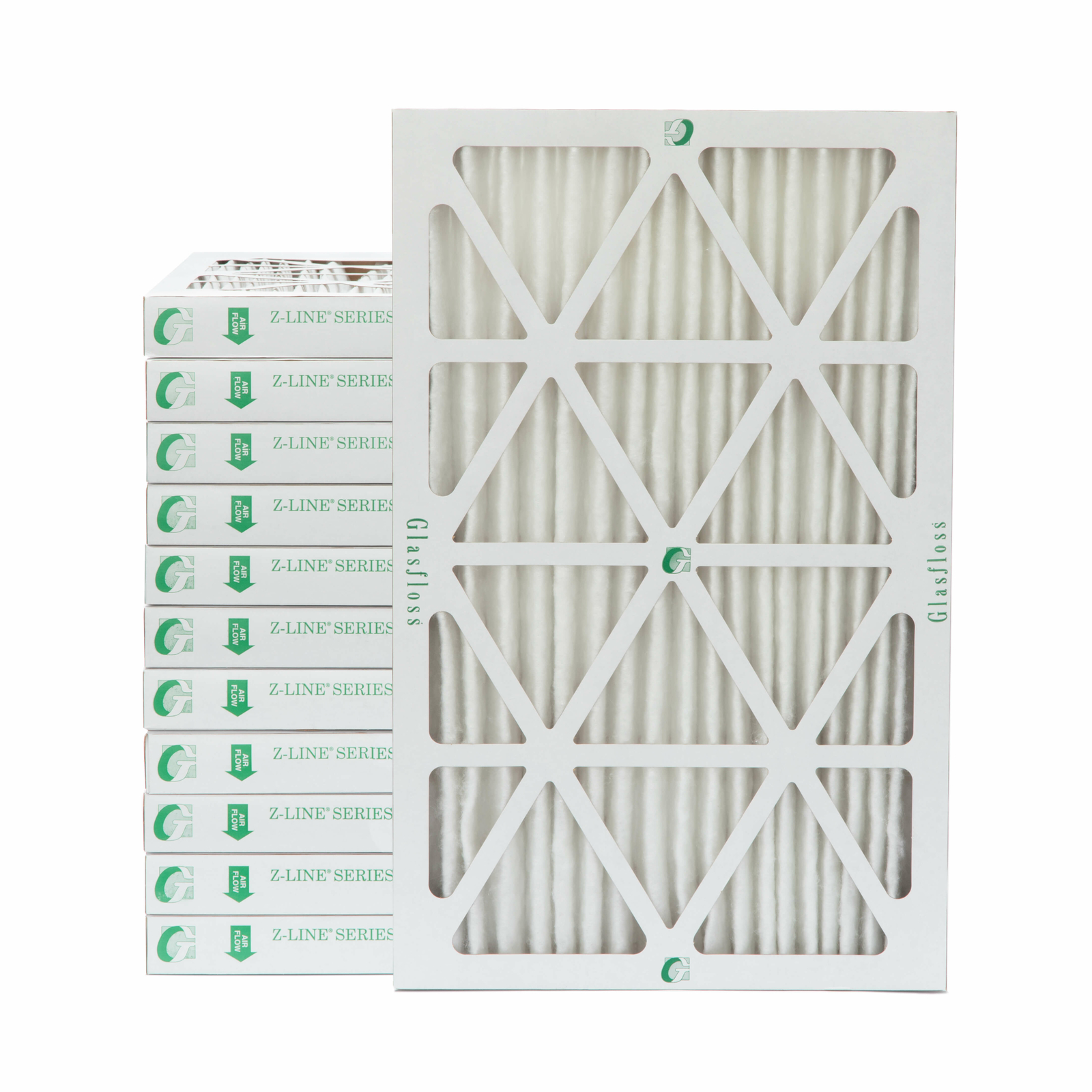 Glasfloss ZL 16x25x2 MERV 10 (FPR 7) Pleated HVAC Air Filters. Case of 12