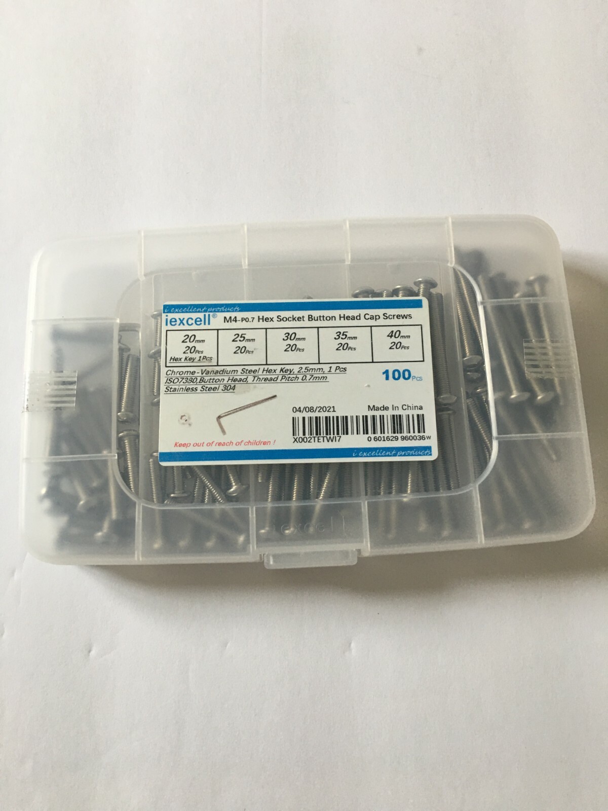 iexcell M4-P0.7 Hex Socket Button Head Cap Screws 100 Pcs (K2)