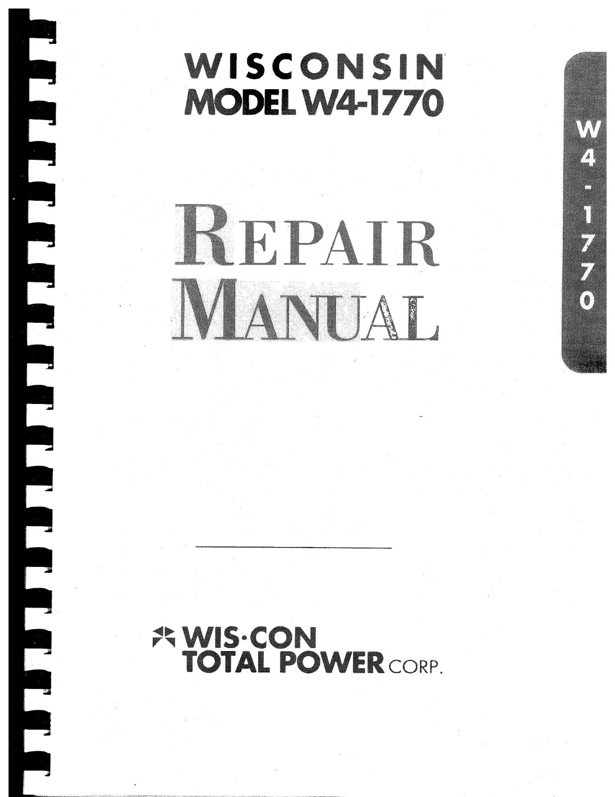 1770 Technical Shop Engine Service Repair Manual Wisconsin Model W4-1770