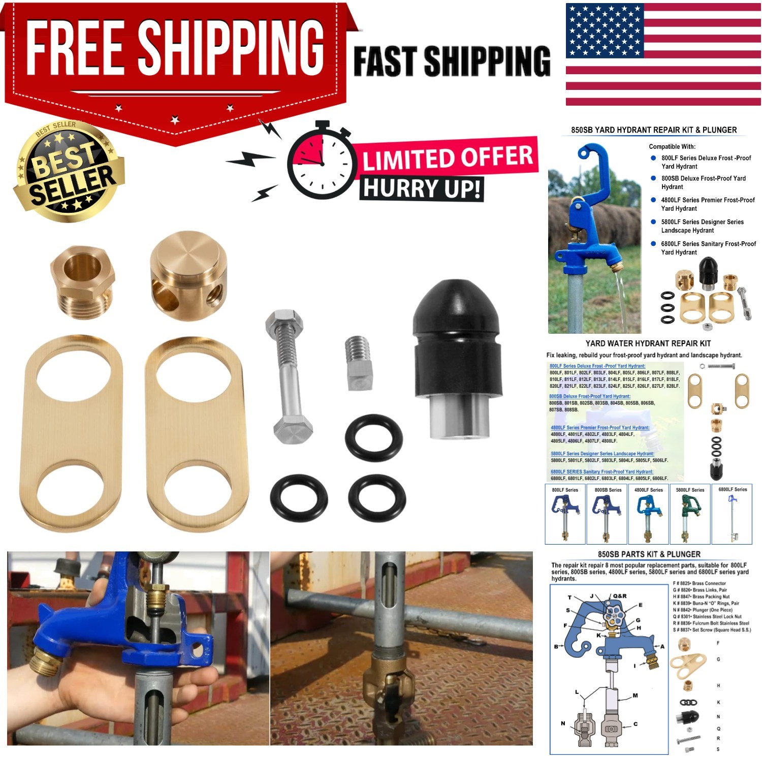 Durable Outdoor Yard Hydrant Repair Kit – Anti-Corrosion Brass Parts Included