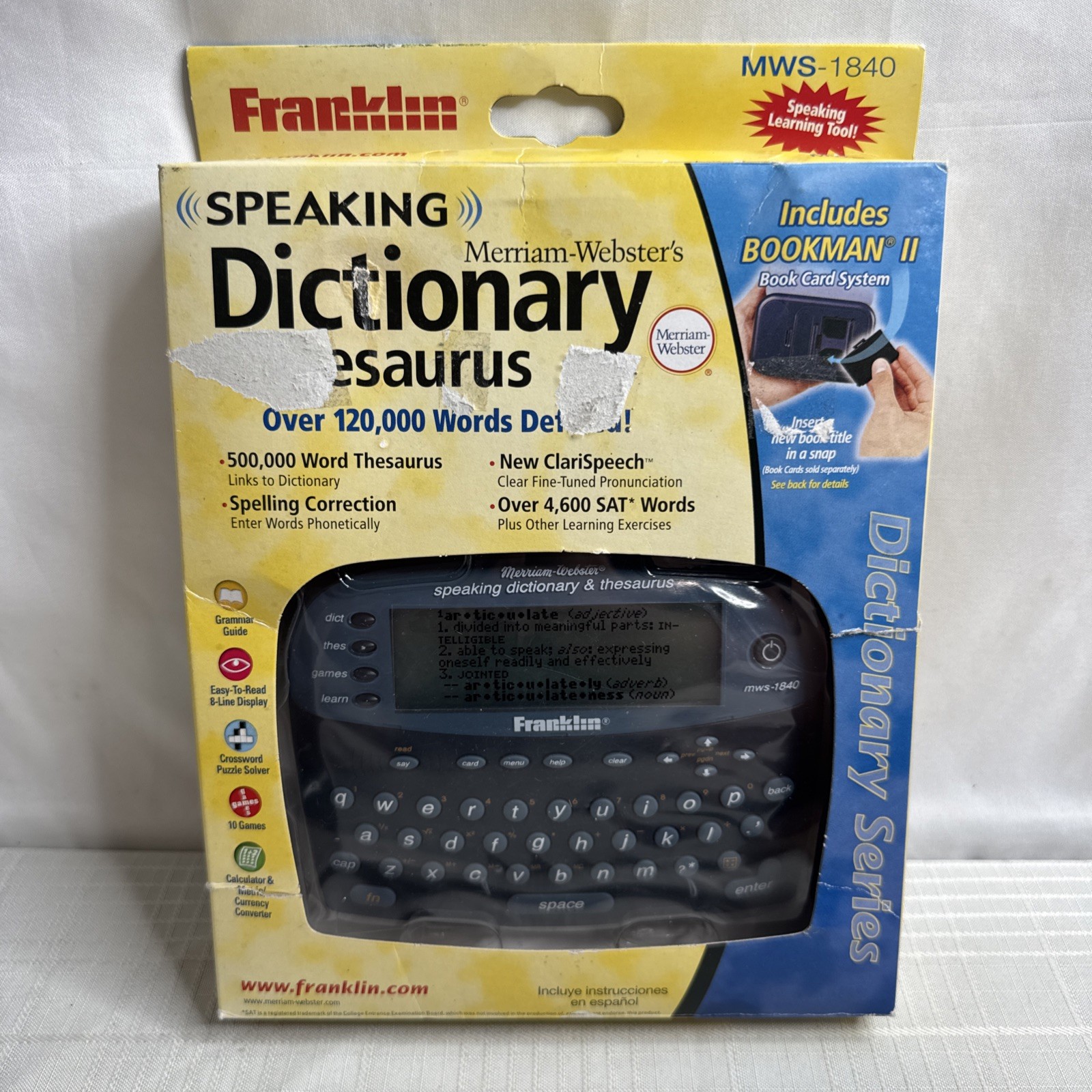 Franklin Speaking Dictionary & Thesaurus Merriam Webster Bookman MWS-1840 NEW