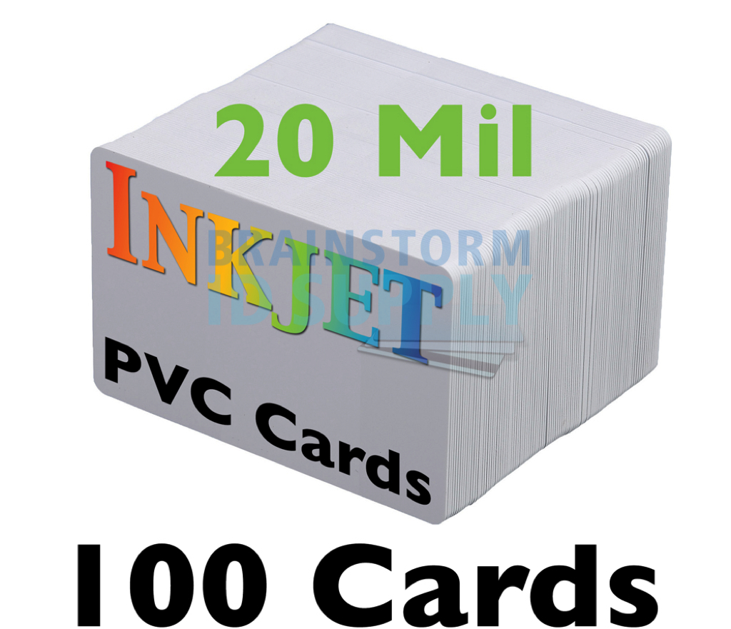 100 – Thin *20 mil* Inkjet PVC Cards – For Epson & Canon Inkjet Printers