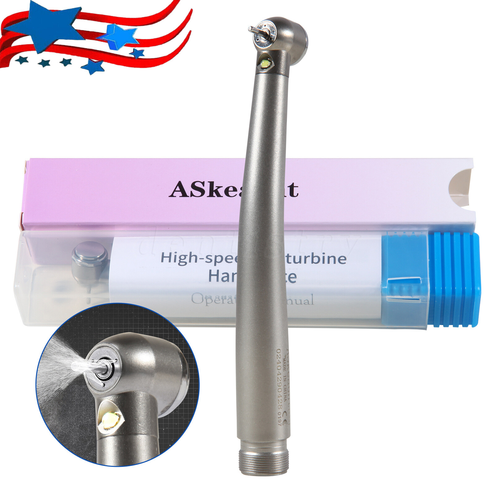 NSK Style E-Type Dental High Speed LED Handpiece Standard Head Push 2/4Hole CE