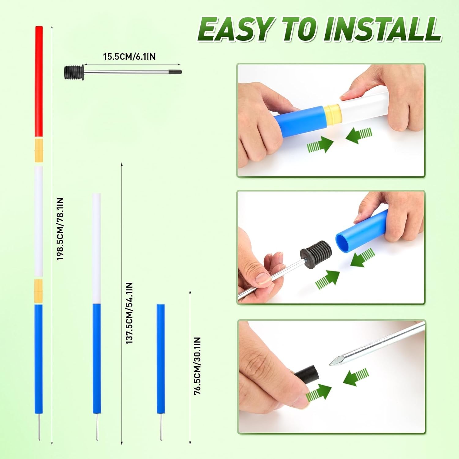 6 Pcs Pole Bending Poles for Horses,6FT Adjustable Equestrian Training Equipm…
