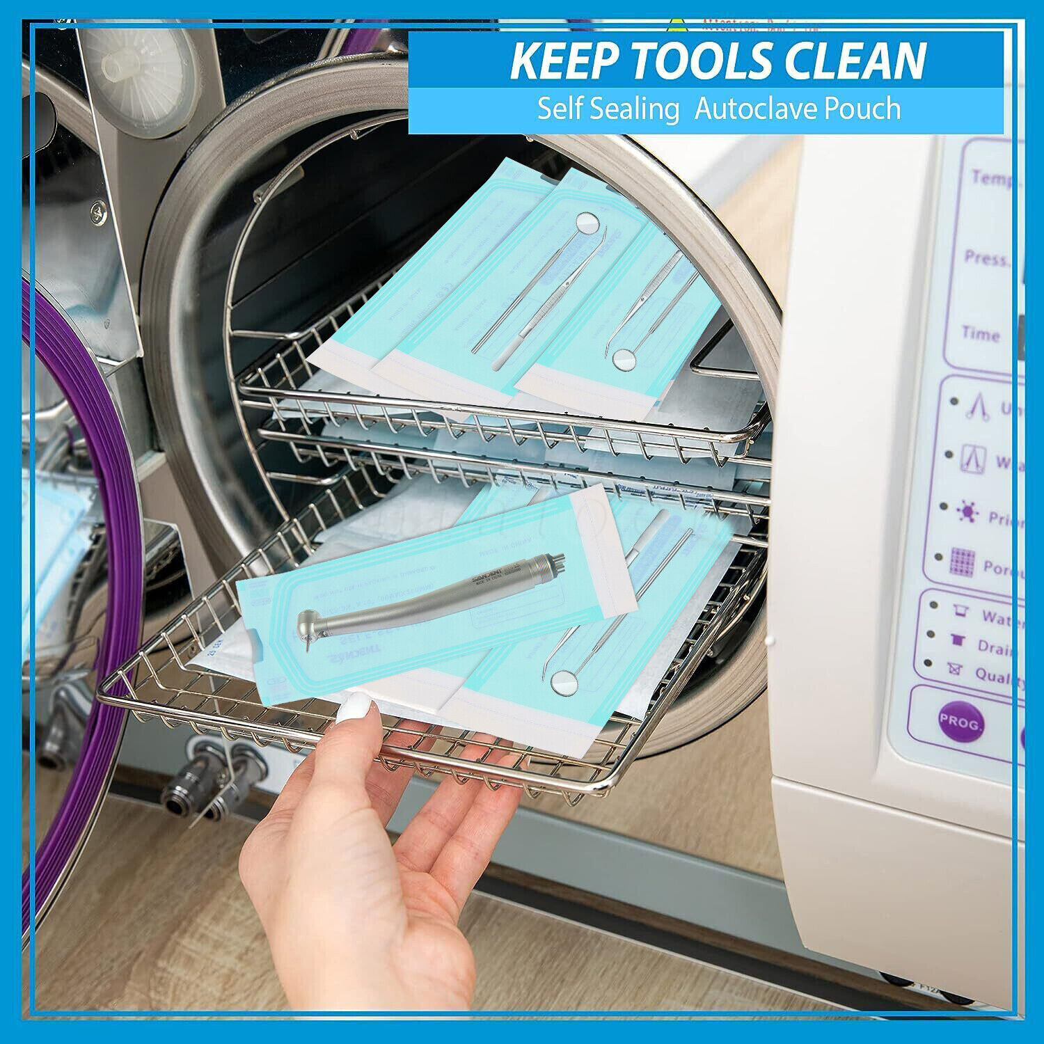 1000 3.5″ x 10″ Dental Sterilization Pouches Sterilizer Autoclave Bags Tool Nail
