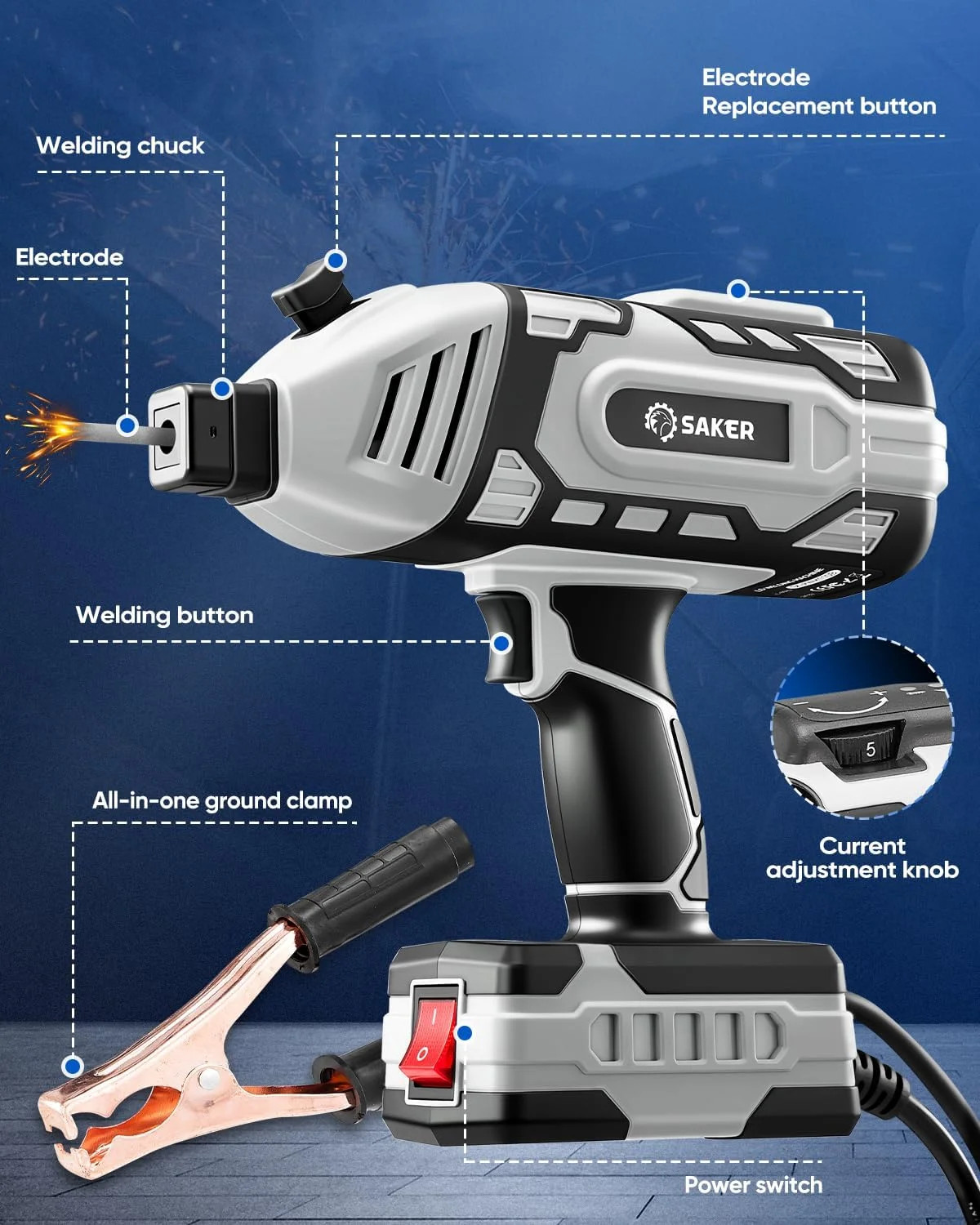 Saker Portable Electric Welding Machine,110V Portable Welder Handheld with IGBT