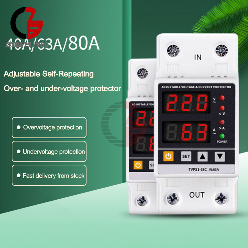 AC220/110V 40/63/80A Over Under Voltage Switch Protector Over Current Protection