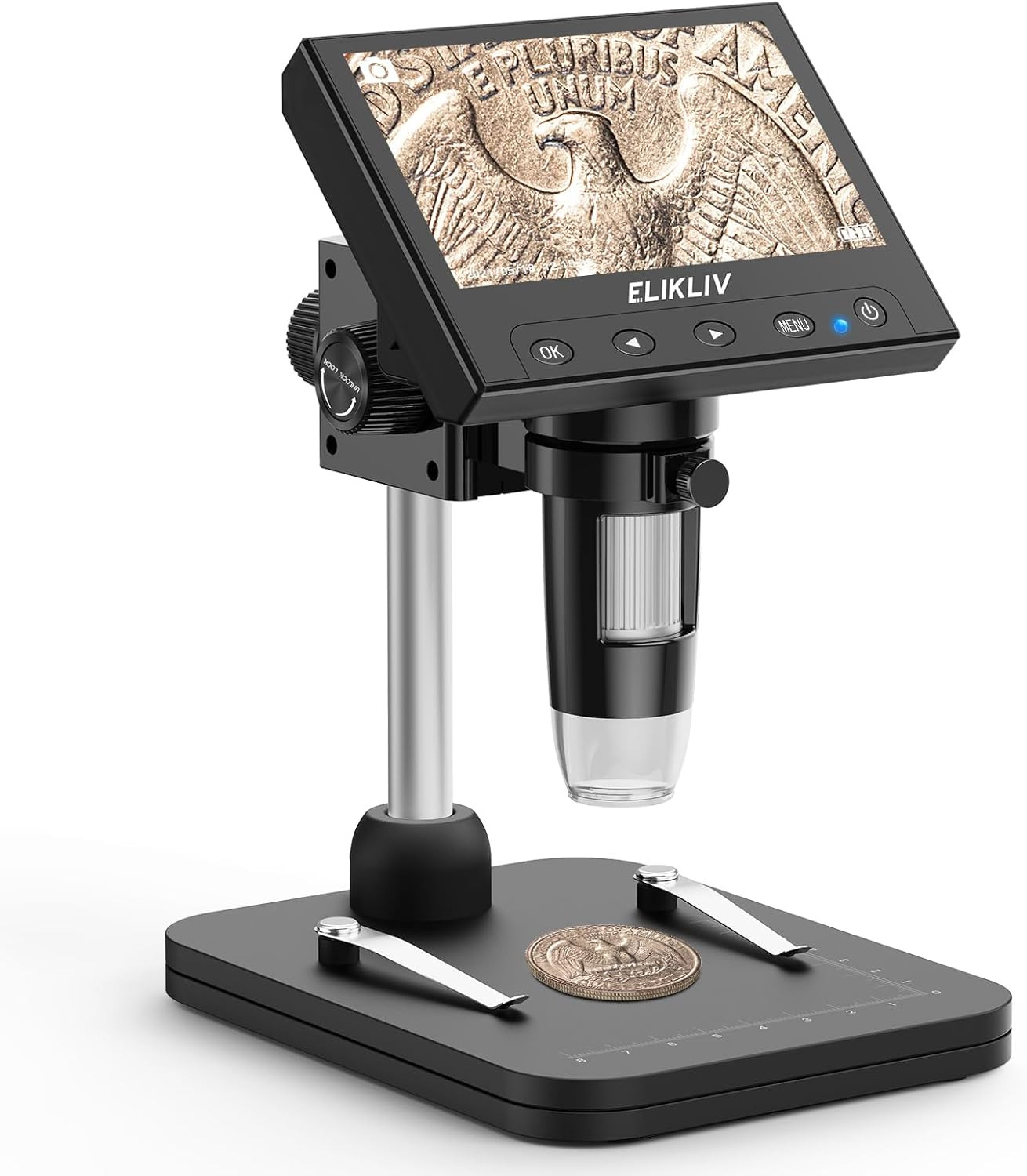Coin Microscope, 4.3” LCD Digital Microscope 1000X, Coin Magnifier