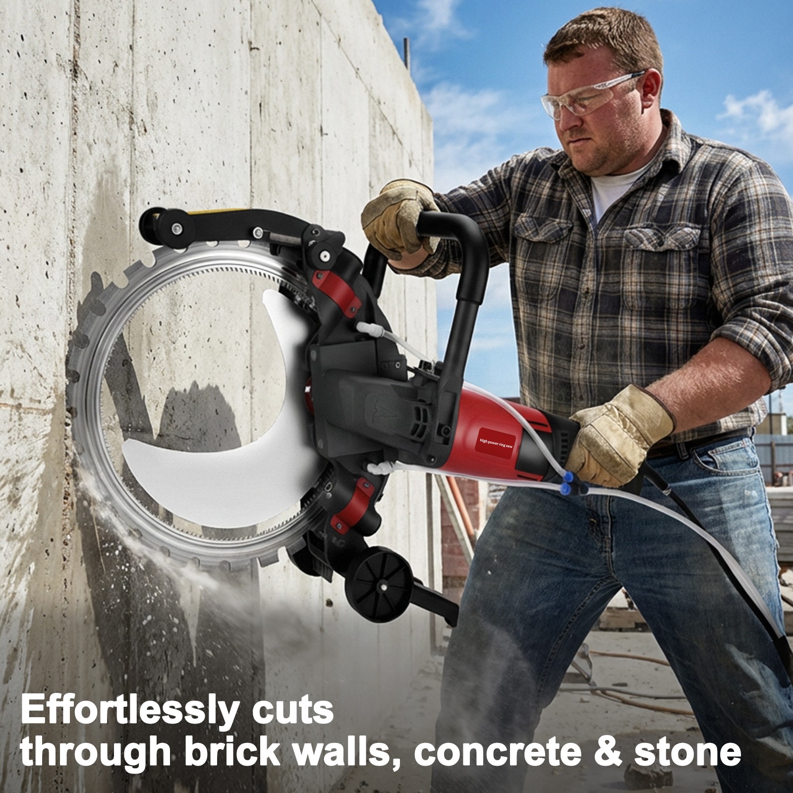 16″ Electric Concrete Saw Cutter 5000W Wet Dry Masonry Cut Saw with Water Pump