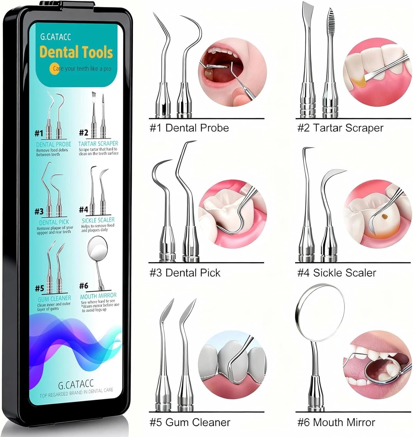 Dental Tools, Dental Pick for Teeth Cleaning, Stainless Steel Hygiene Kit