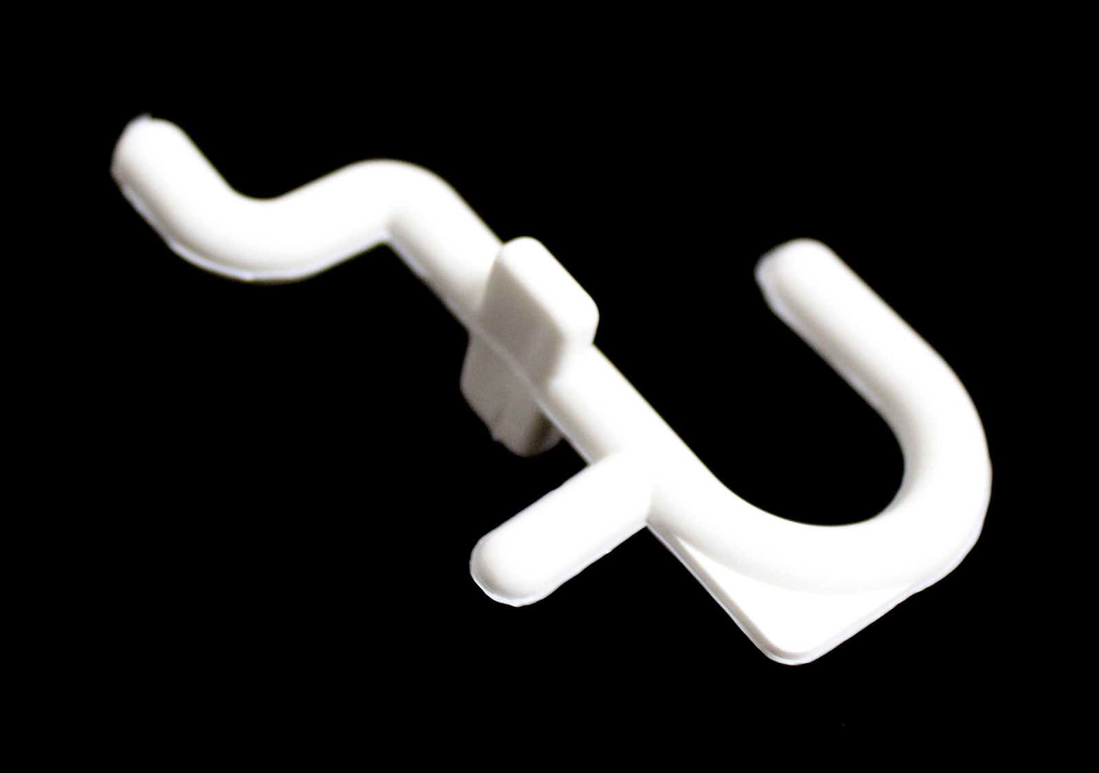JSP Manufacturing Peg Board Non-Locking Plastic J Hook Style Hooks | White