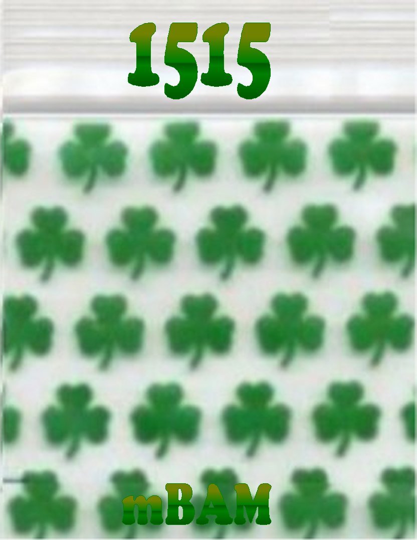 100 PACK GREEN CLOVERS 1515 Apple Zip Baggies 1.5X1.5″ Mini POLYBAGS