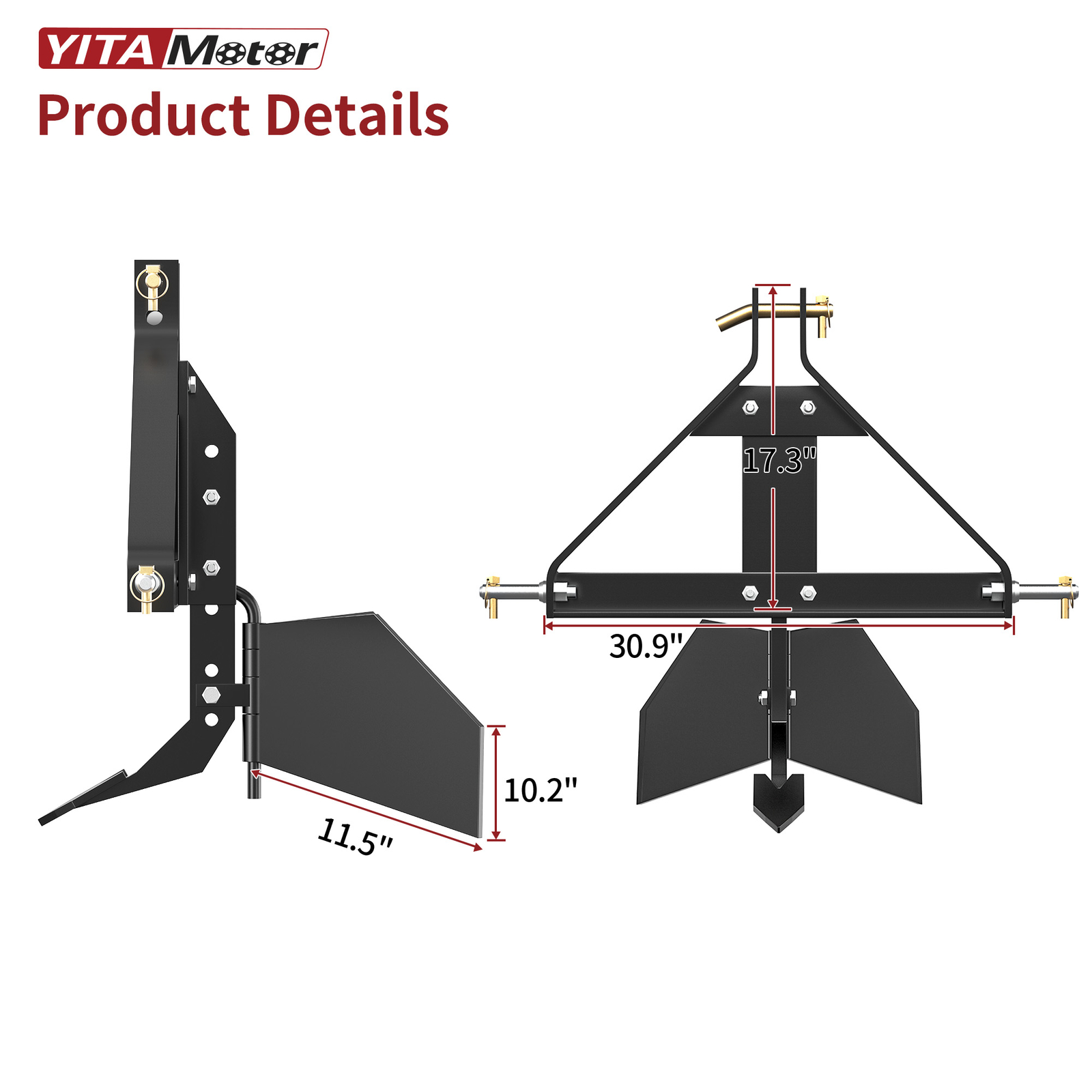 Heavy Duty Steel Middle Buster for Category 1 3 Point 3 Pt Quick Hitch Tractors